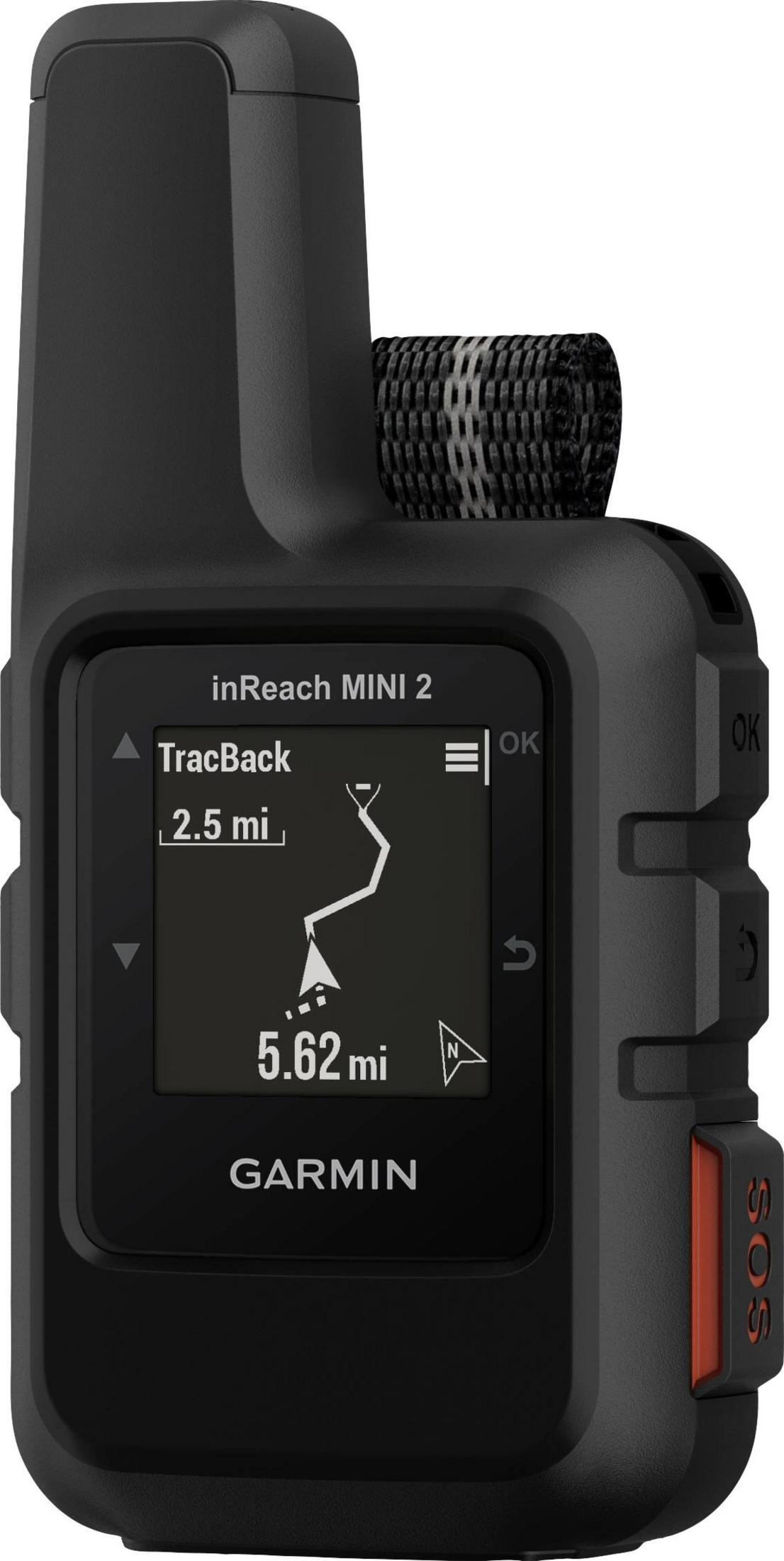 Garmin inReach Mini 2 GPS-Gerät mit SOS-Taste. Zeigt Karte, Entfernung und TracBack.