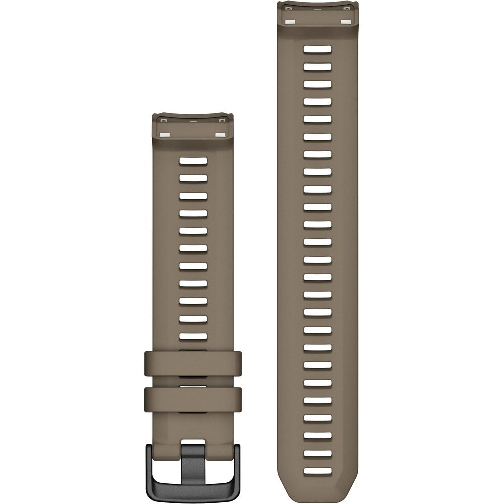 Zwei braune Uhrenarmbänder mit Schnallen und Schlitzen, auf weißem Hintergrund.