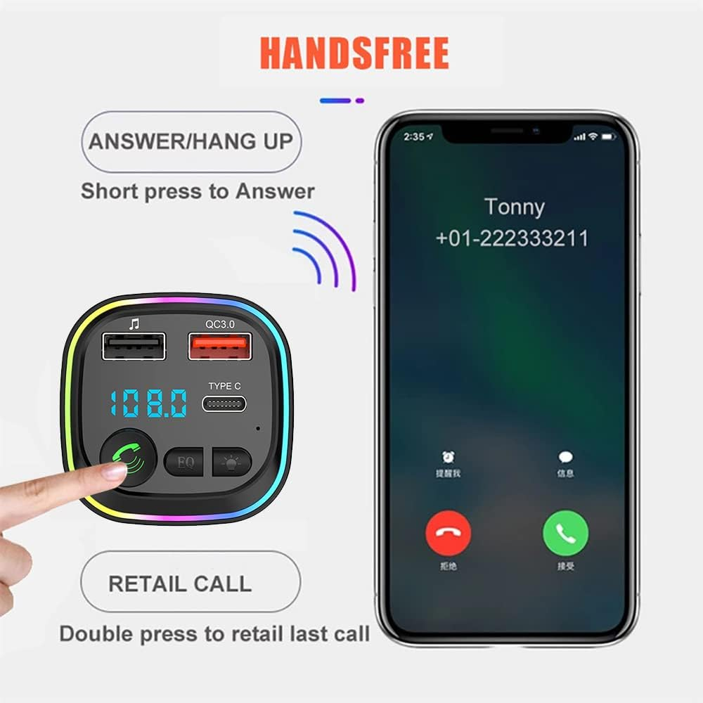 Ein Freisprechsystem mit einem Multifunktionsgerät und einem Smartphone, das einen Anruf anzeigt.