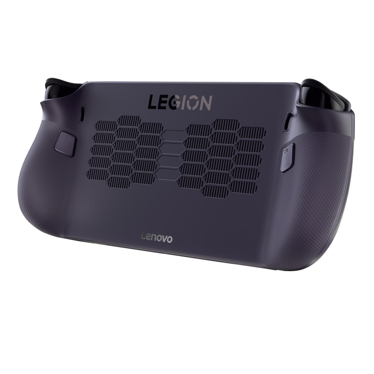 Portatile da gioco Lenovo Legion grigio scuro con prese d'aria e impugnature.
