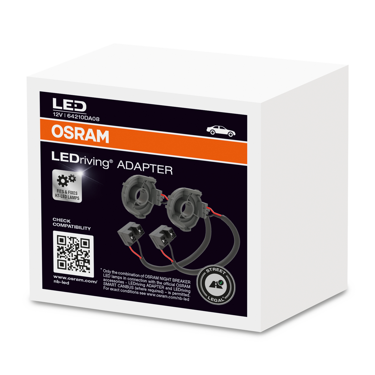 OSRAM LEDriving Adapter Verpackung mit zwei Adaptern und Kabeln.
