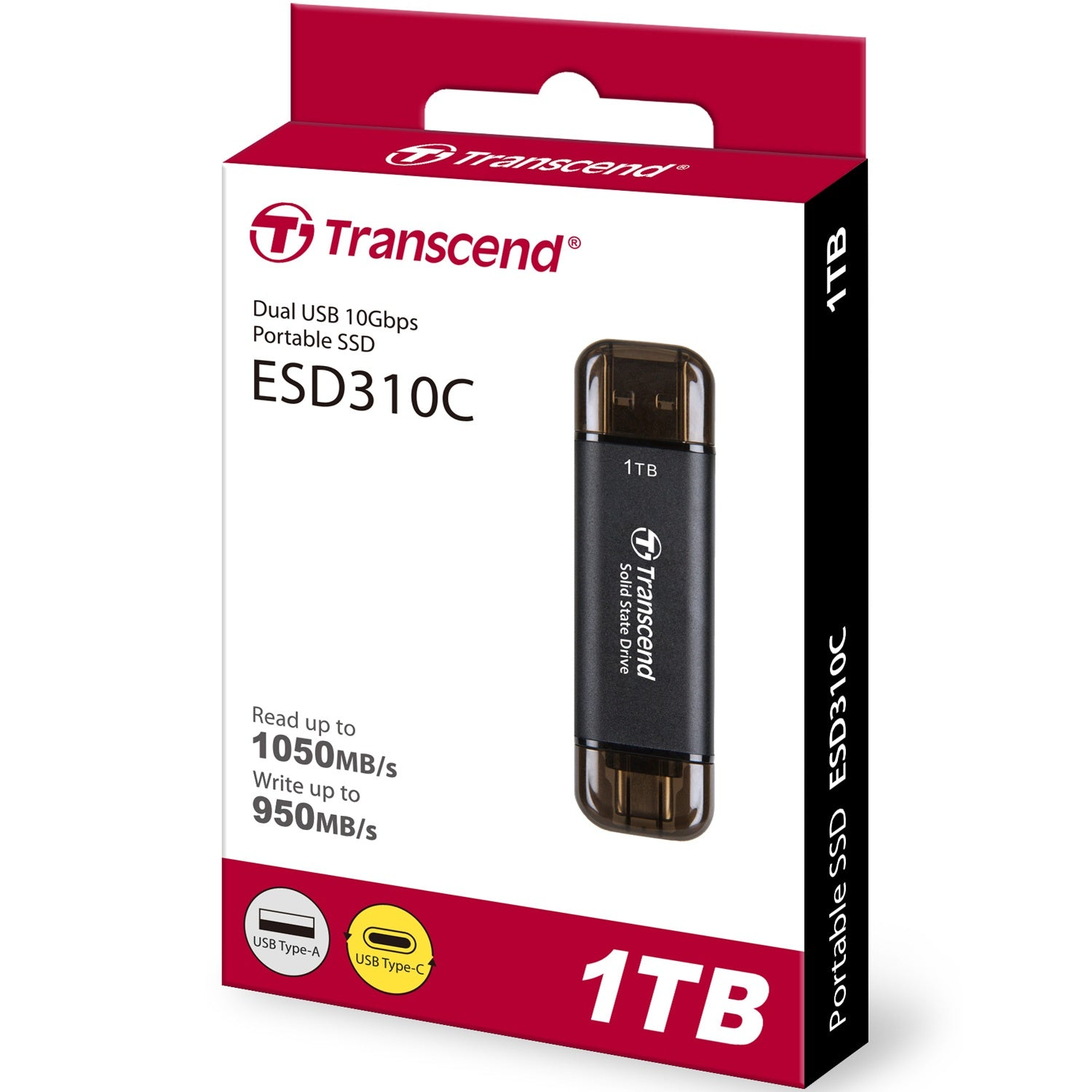 Transcend ESD310C 1TB draagbare SSD met Dual USB 10Gbps.