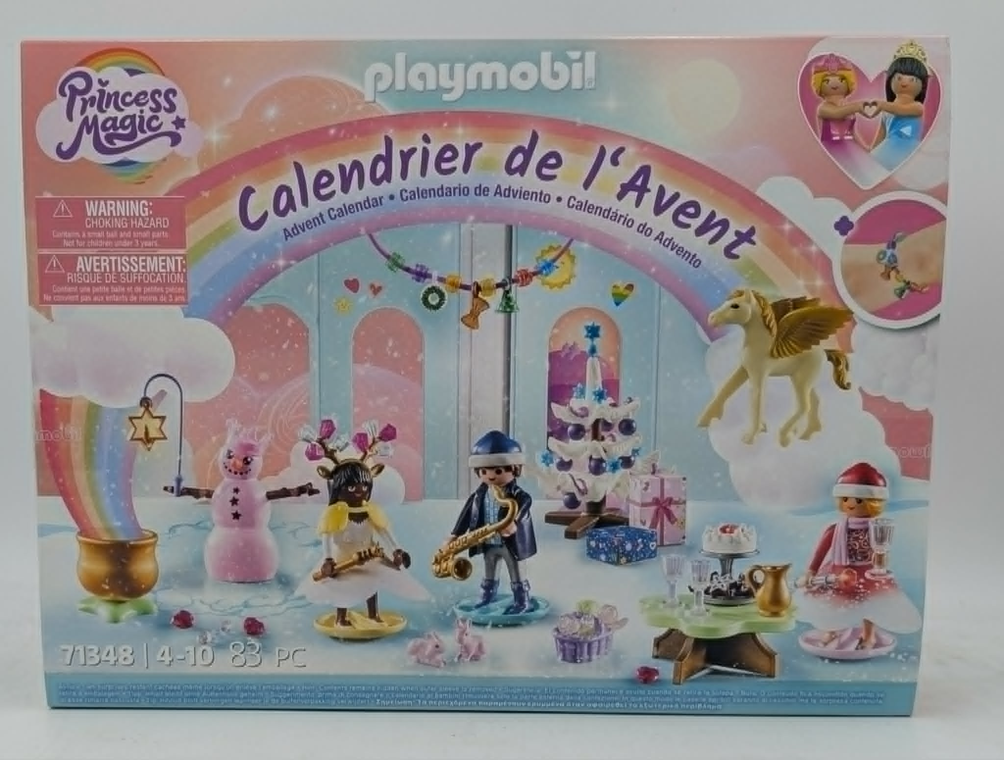 Playmobil Adventskalender mit Prinzessinnen-Thema, Figuren und Zubehör.