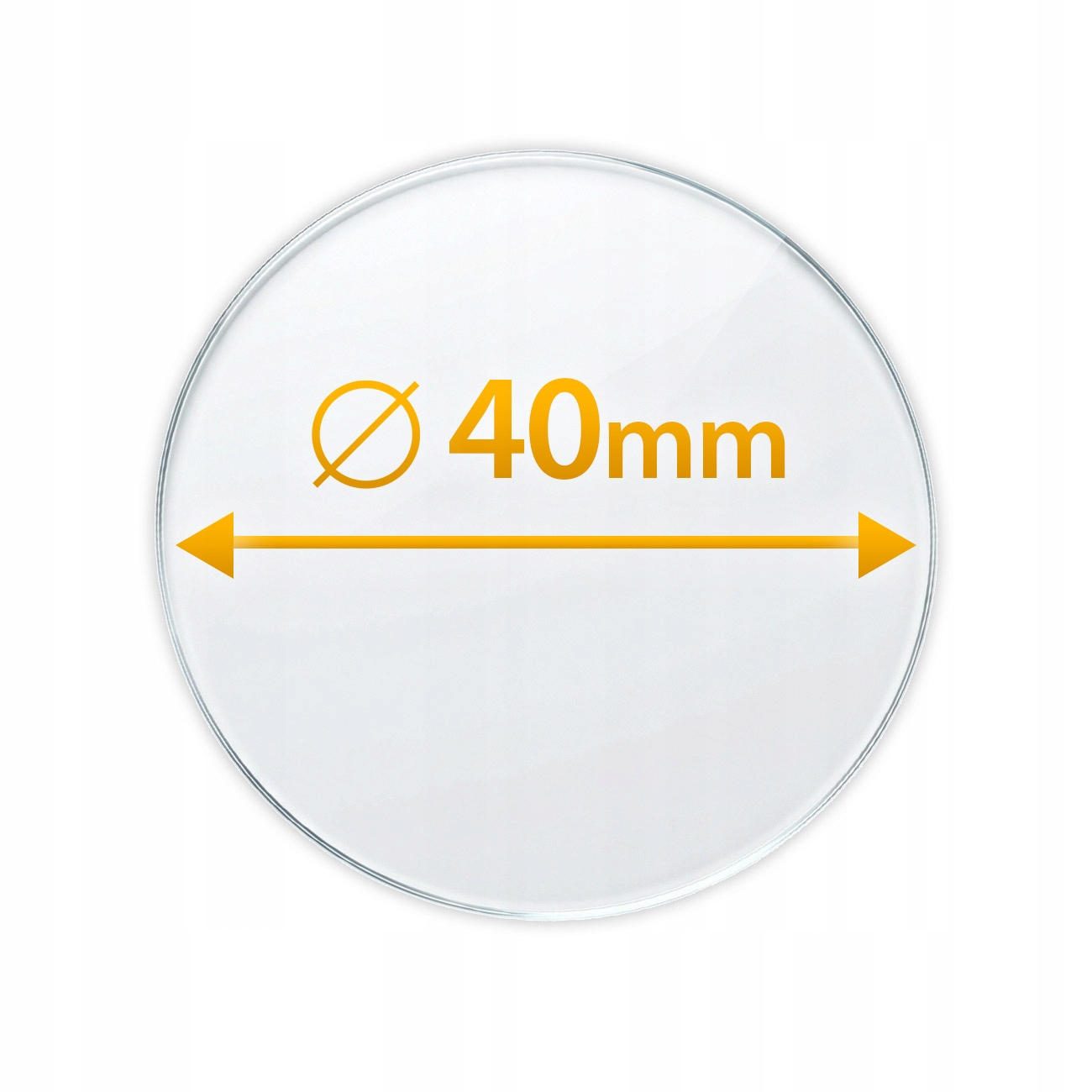 Symbol koła z napisem 40mm i strzałką wymiarową.