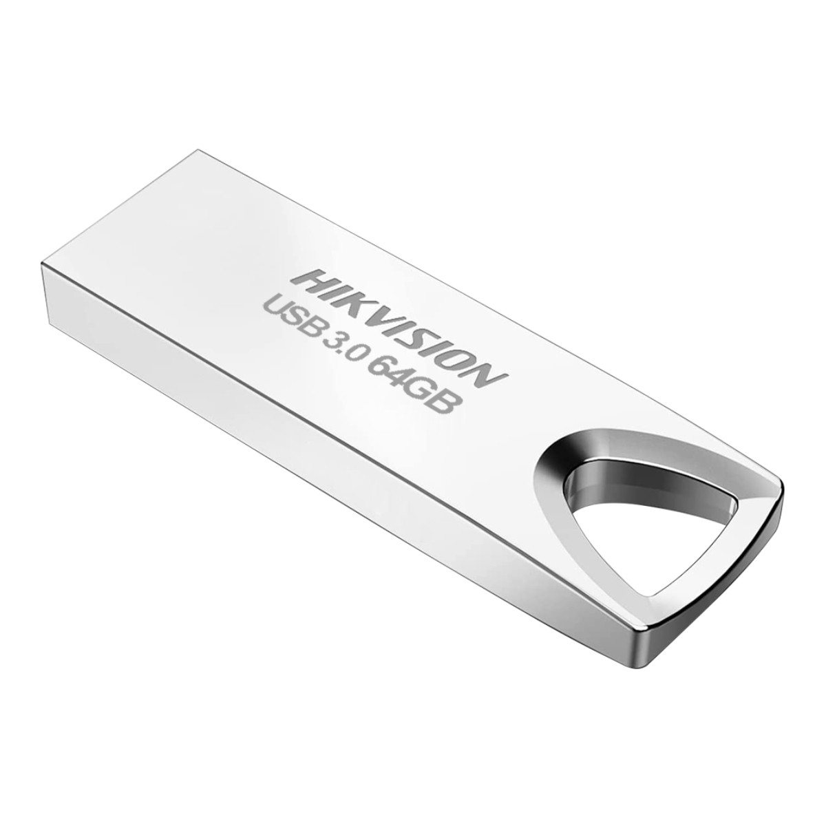 Unità USB argentata con iscrizione HIKVISION e USB 3.0 64GB.