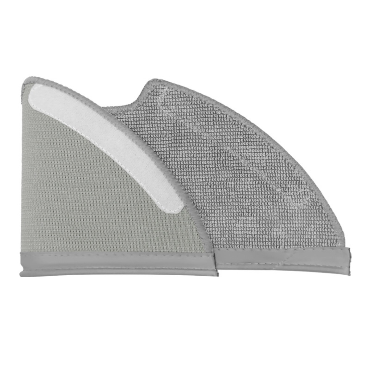 Panno mocio in microfibra grigio con velcro e trama a rete.
