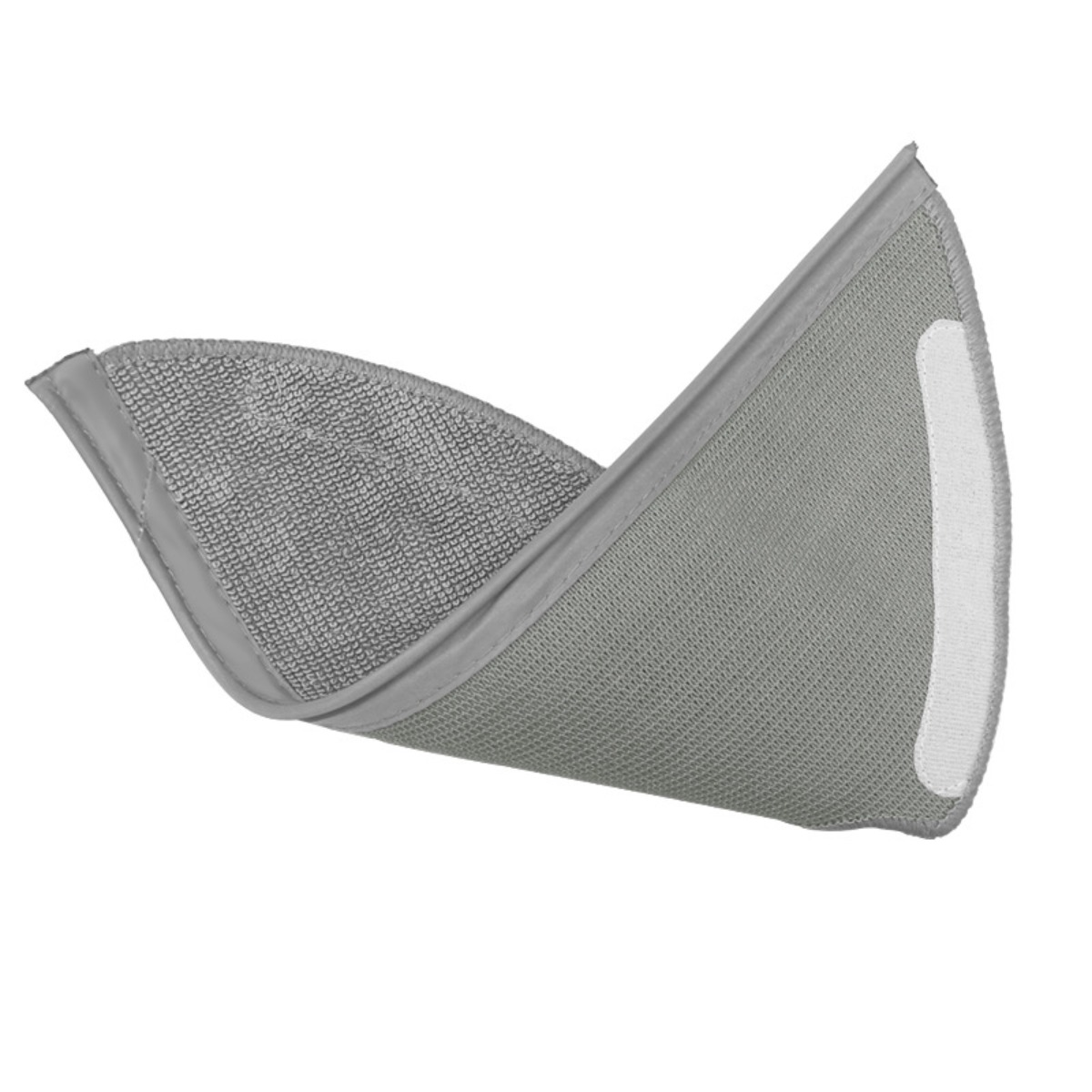 Pattino in microfibra grigio, arrotolato, con velcro sul lato.