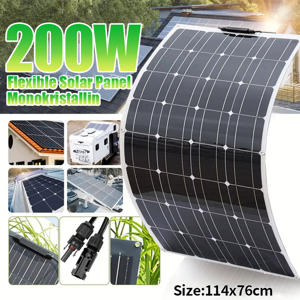 200W flexibles Monokristallin Solarpanel auf Boot, Wohnmobil und Hausdach.