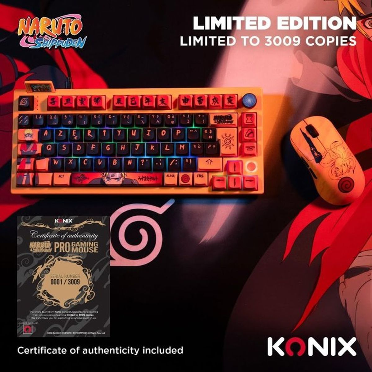 Naruto Shippuden Gaming Tastatur und Maus in limitierter Auflage mit Echtheitszertifikat.