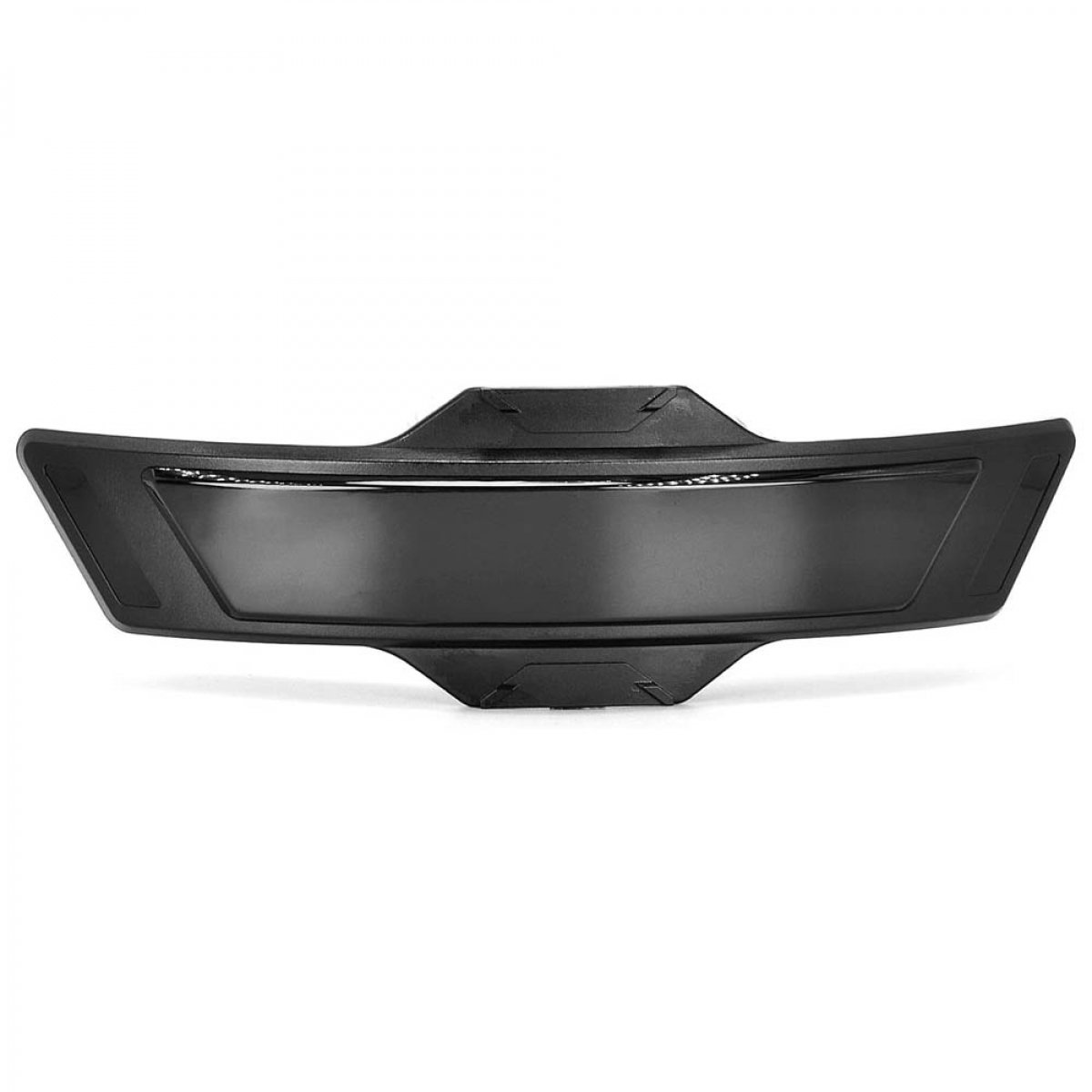 Schwarzer, gebogener Auto-Spoiler mit reflektierender Mitte.