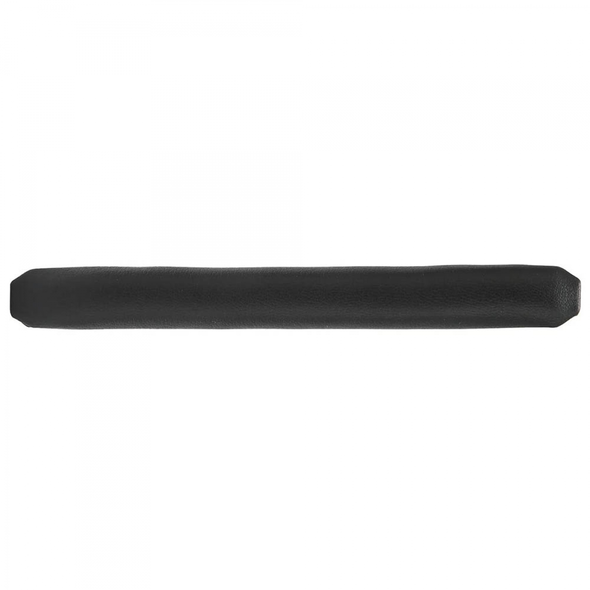 Schwarzer, länglicher, gepolsterter Riegel mit abgerundeten Enden.