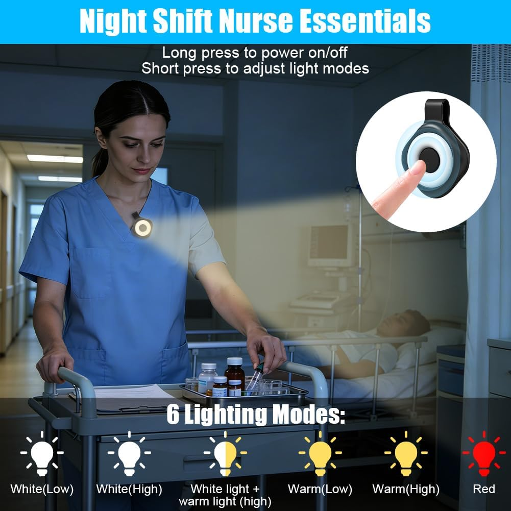 Nachtschwestern-Essentials: Eine Krankenschwester schiebt einen Wagen mit Beleuchtungsmodi.