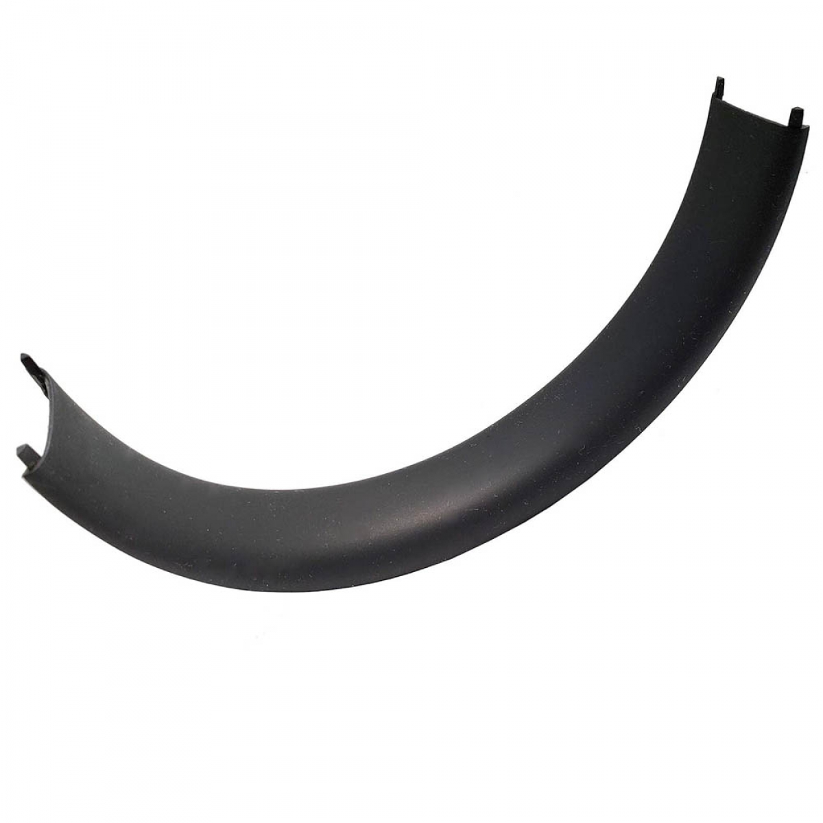 Ein schwarzes, gebogenes Teil mit zwei kleinen Vorsprüngen an jedem Ende.