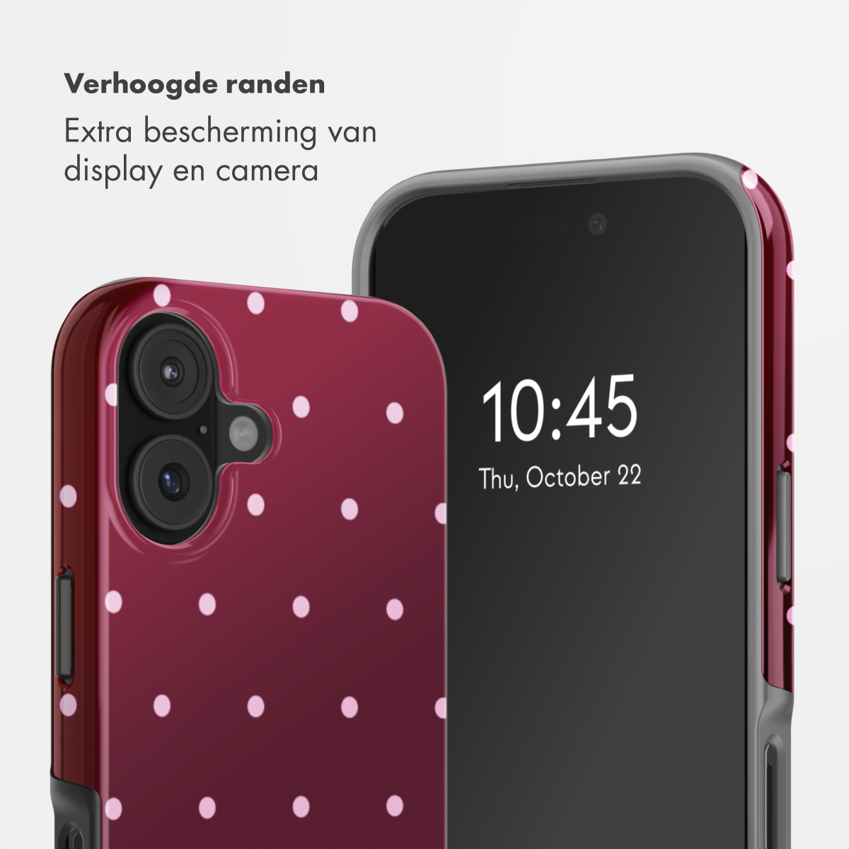 Bordürendesign mit gepunkteter Handyhülle und Uhrzeit 10:45.