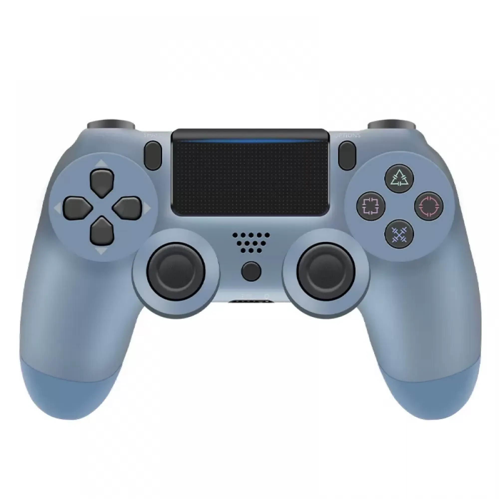 Ein hellblauer Controller mit zwei Joysticks und Bedienknöpfen.