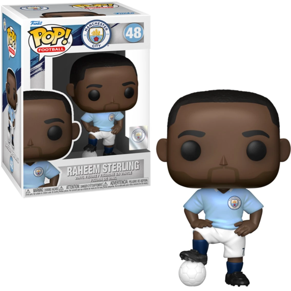 Funko Pop! Figura di Raheem Sterling in tenuta Manchester City.