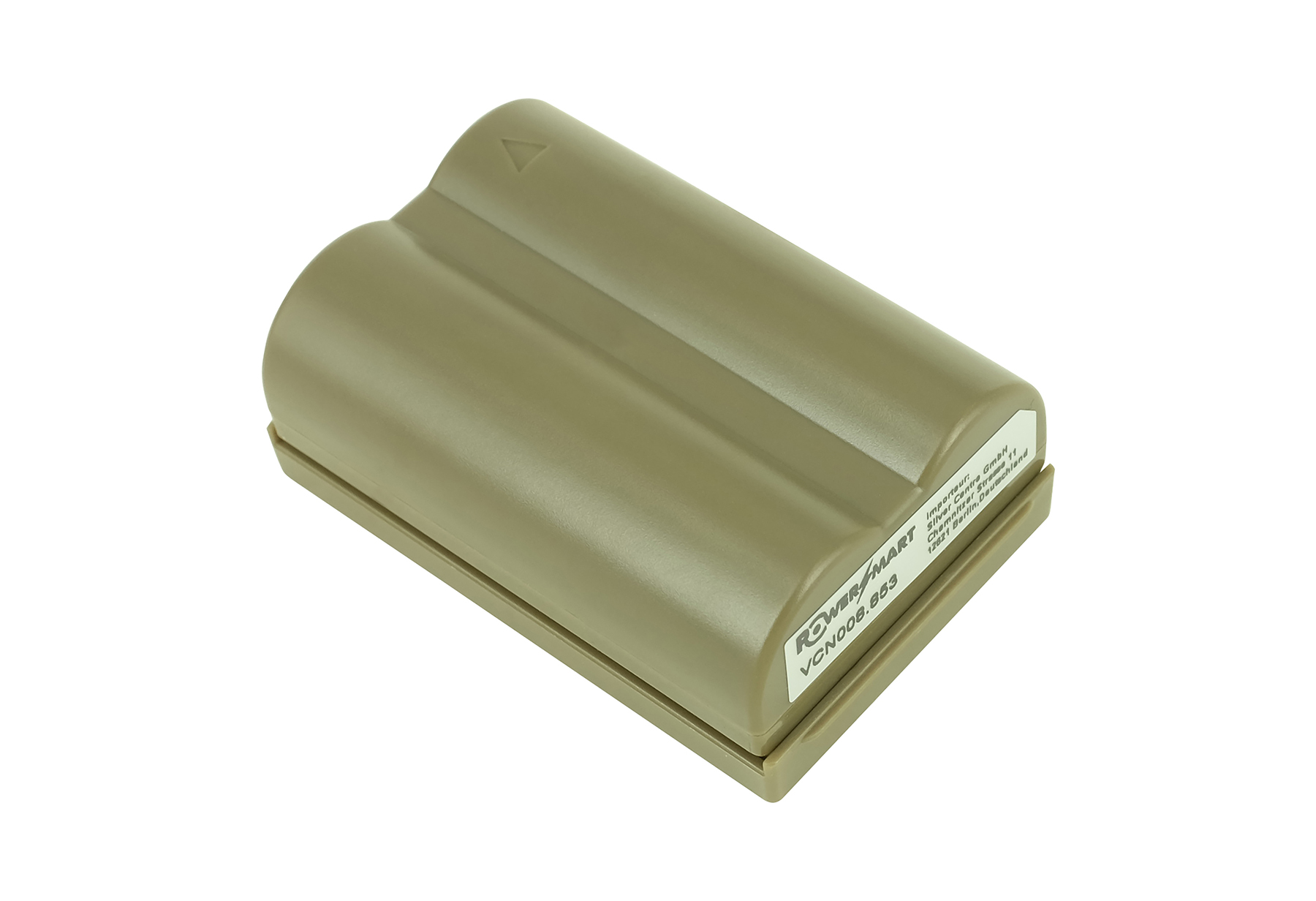 Ein brauner Akku mit der Aufschrift ROWER/MART VCN008.853.
