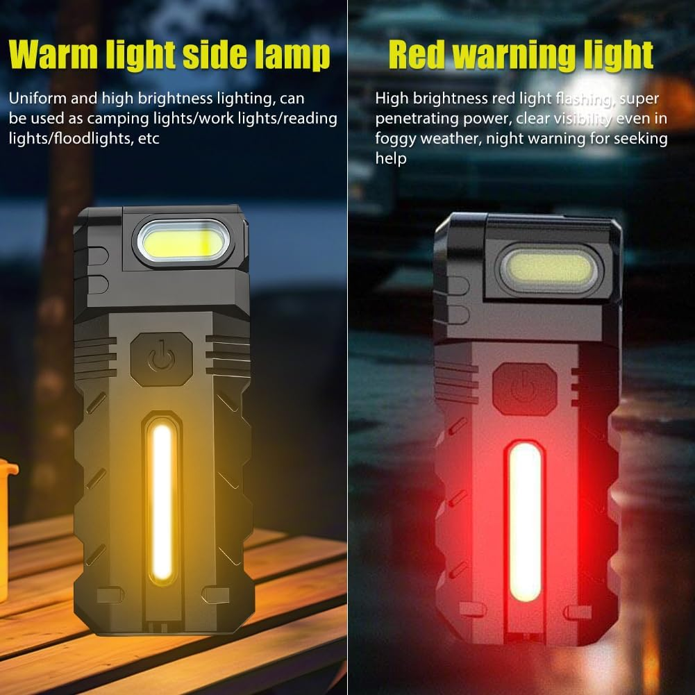 Zwei Taschenlampen: eine mit warmem Licht, eine mit rotem Warnlicht.