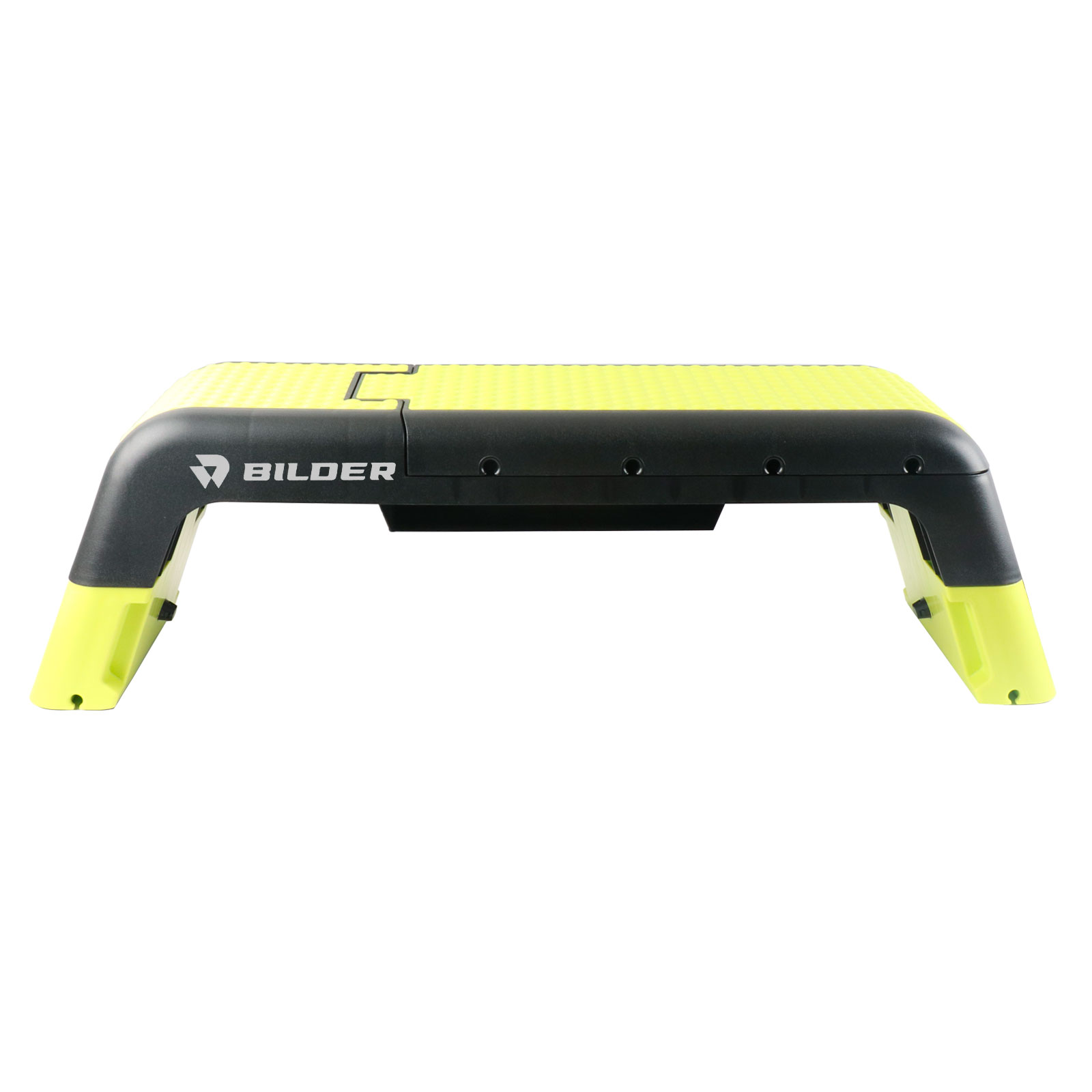 Uno stepper fitness giallo con telaio nero e logo "BILDER".
