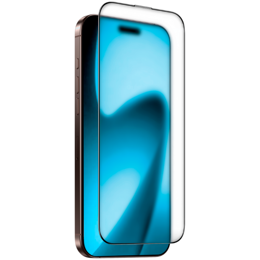 Uno smartphone color oro con uno sfondo astratto blu sullo schermo.