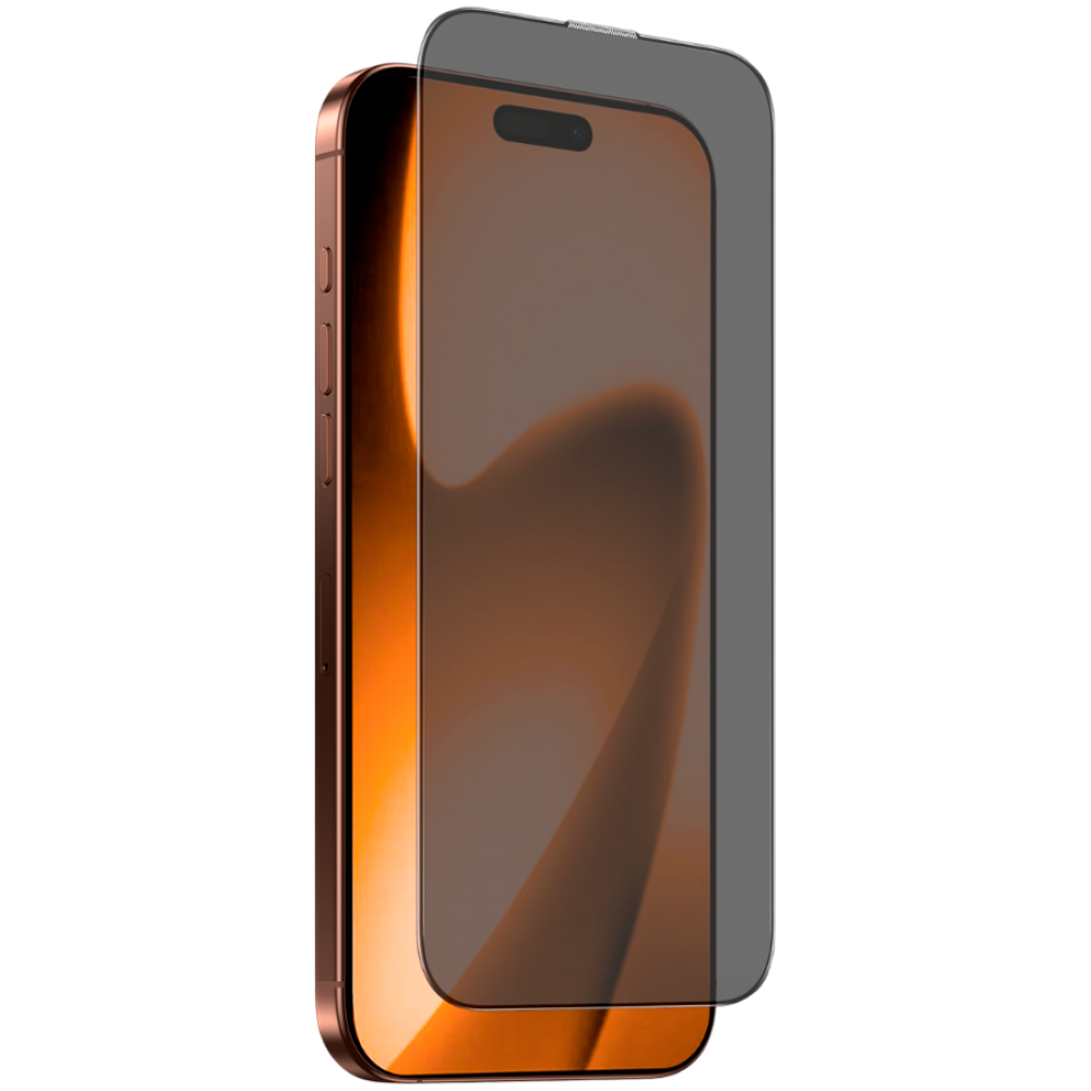 Uno smartphone color bronzo con proteggi schermo scuro e notch.