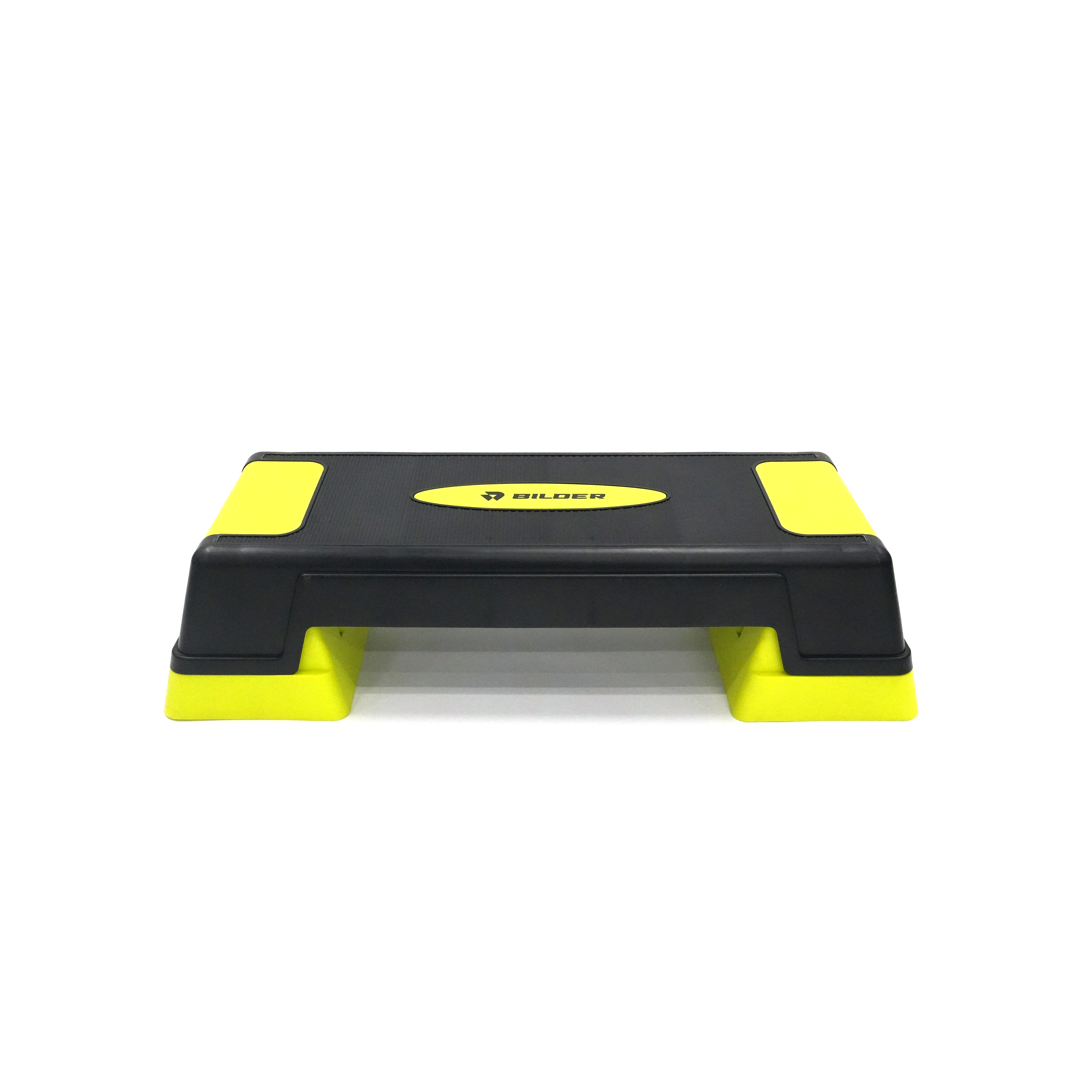Uno stepper aerobico nero con accenti gialli e logo 'BILDER'.
