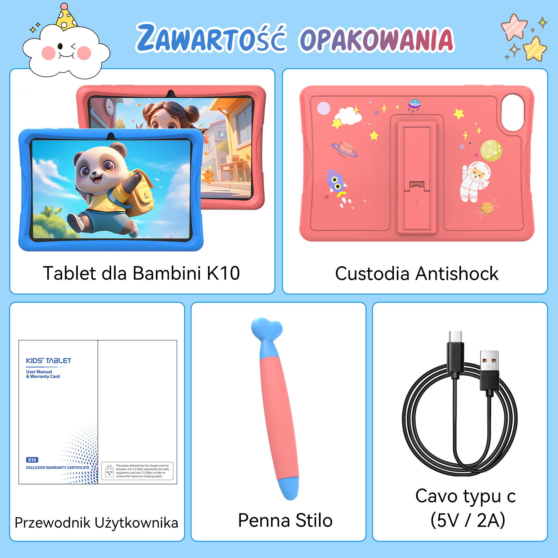 Zawartość opakowania: Tablety, etui, rysik, kabel i instrukcja.