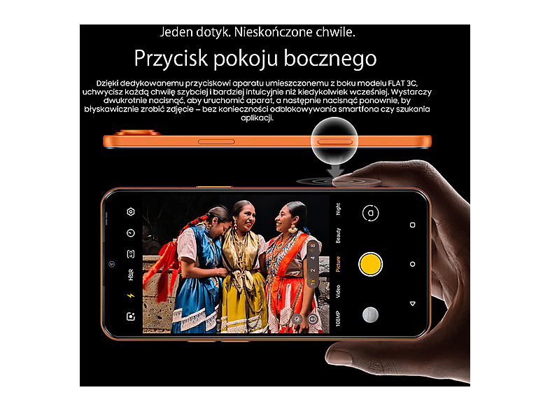 Smartfon OSCAL FLAT 3C 4G (LTE) 4 GB/ 64 GB Pomarańczowy | sprawdź