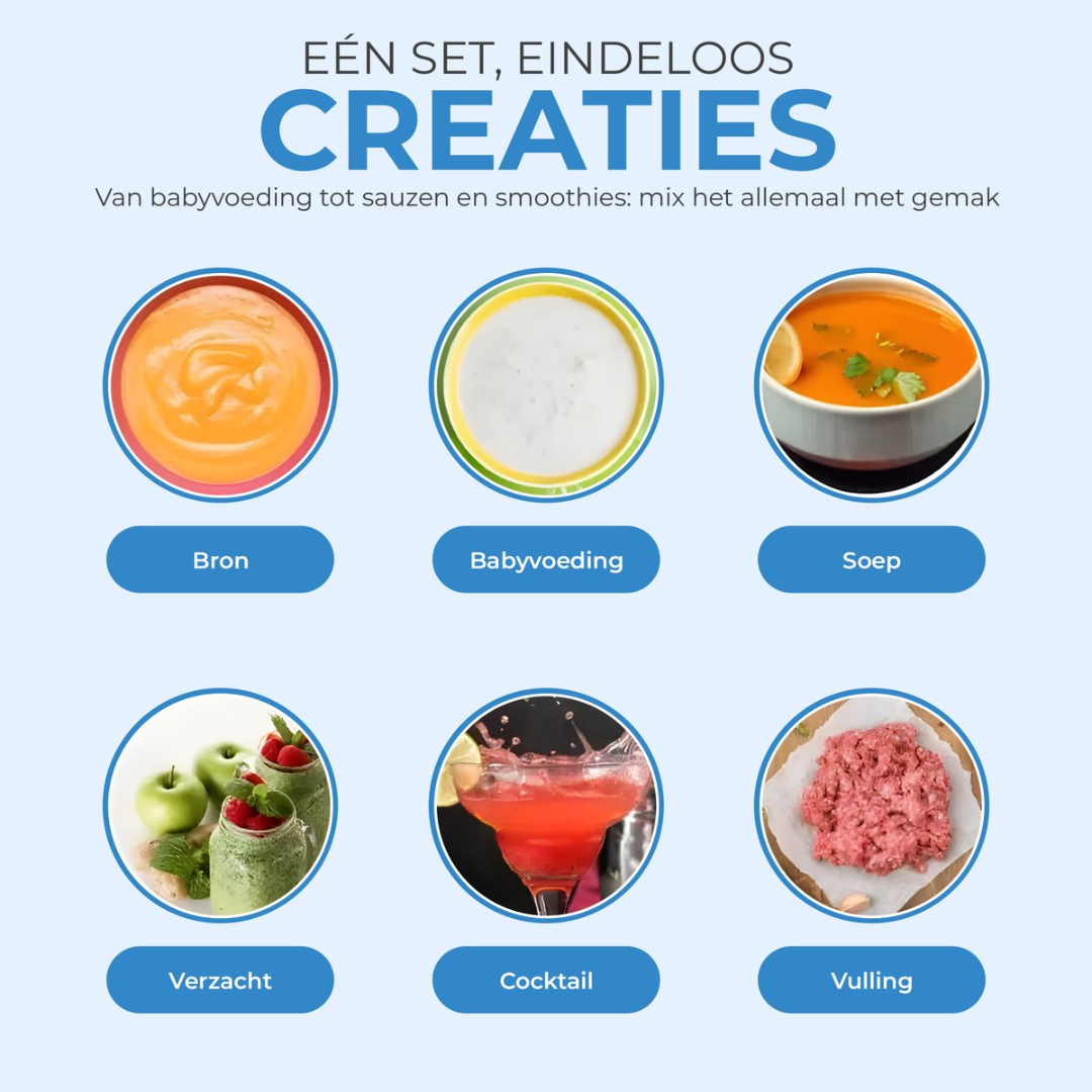 Orange puree, white dip, orange soup, green smoothies, red cocktail, raw mince.