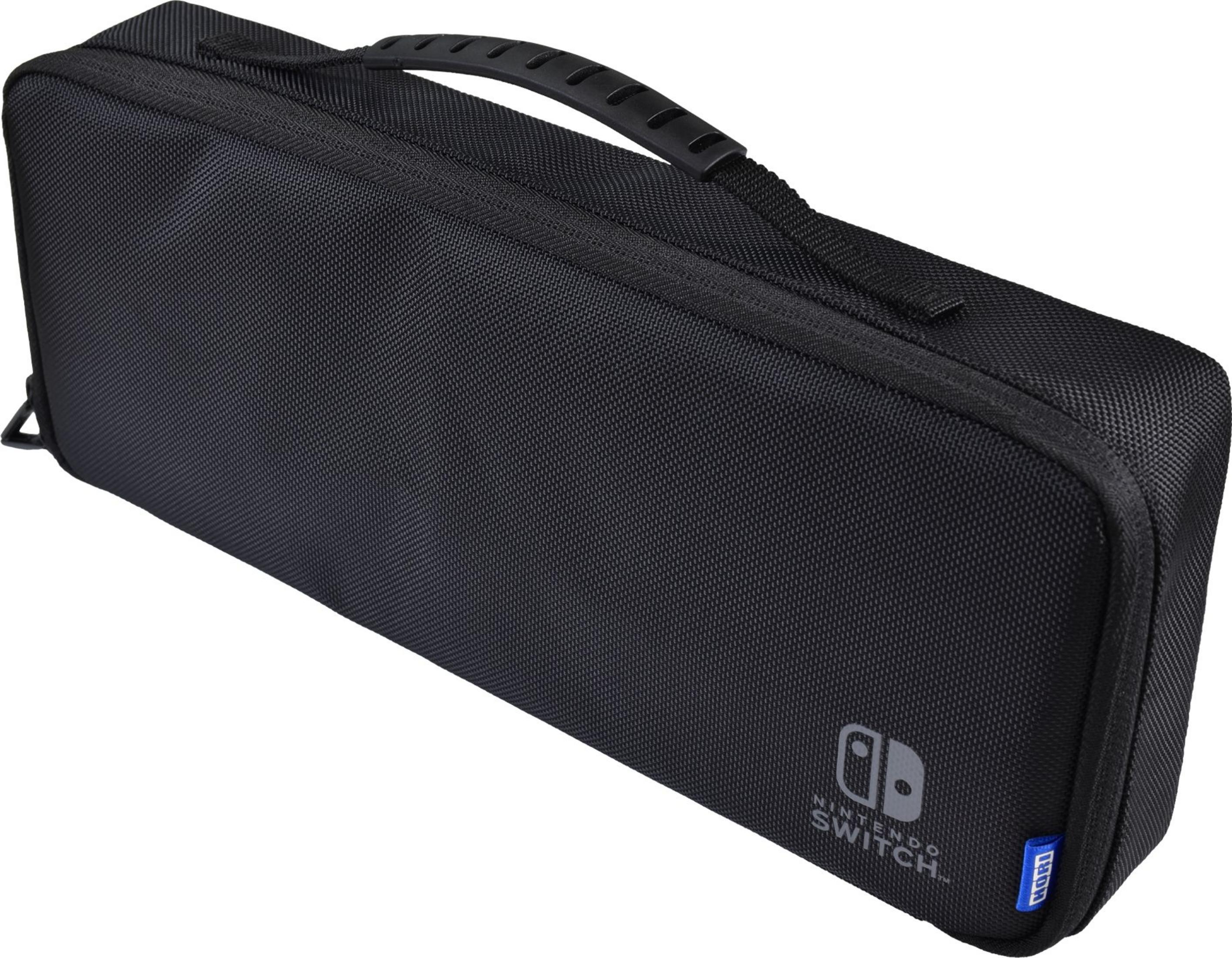 Czarna torba na Nintendo Switch z uchwytem i logo HORI.