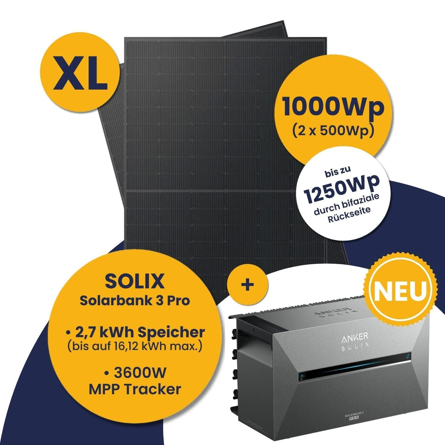 Solarenergie-System mit Solarpaneelen und Solarladegerät.