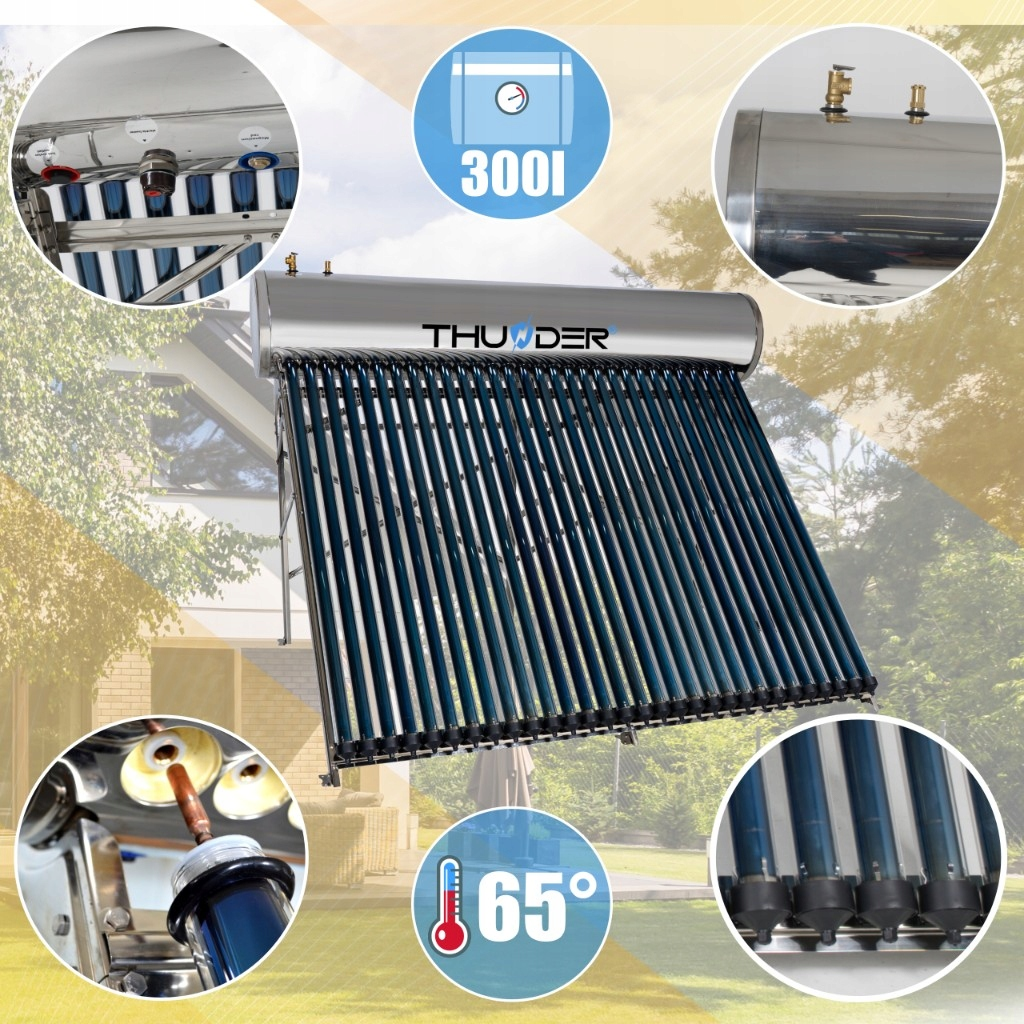 System solarny z zasobnikiem 300l i temperaturą 65 stopni.