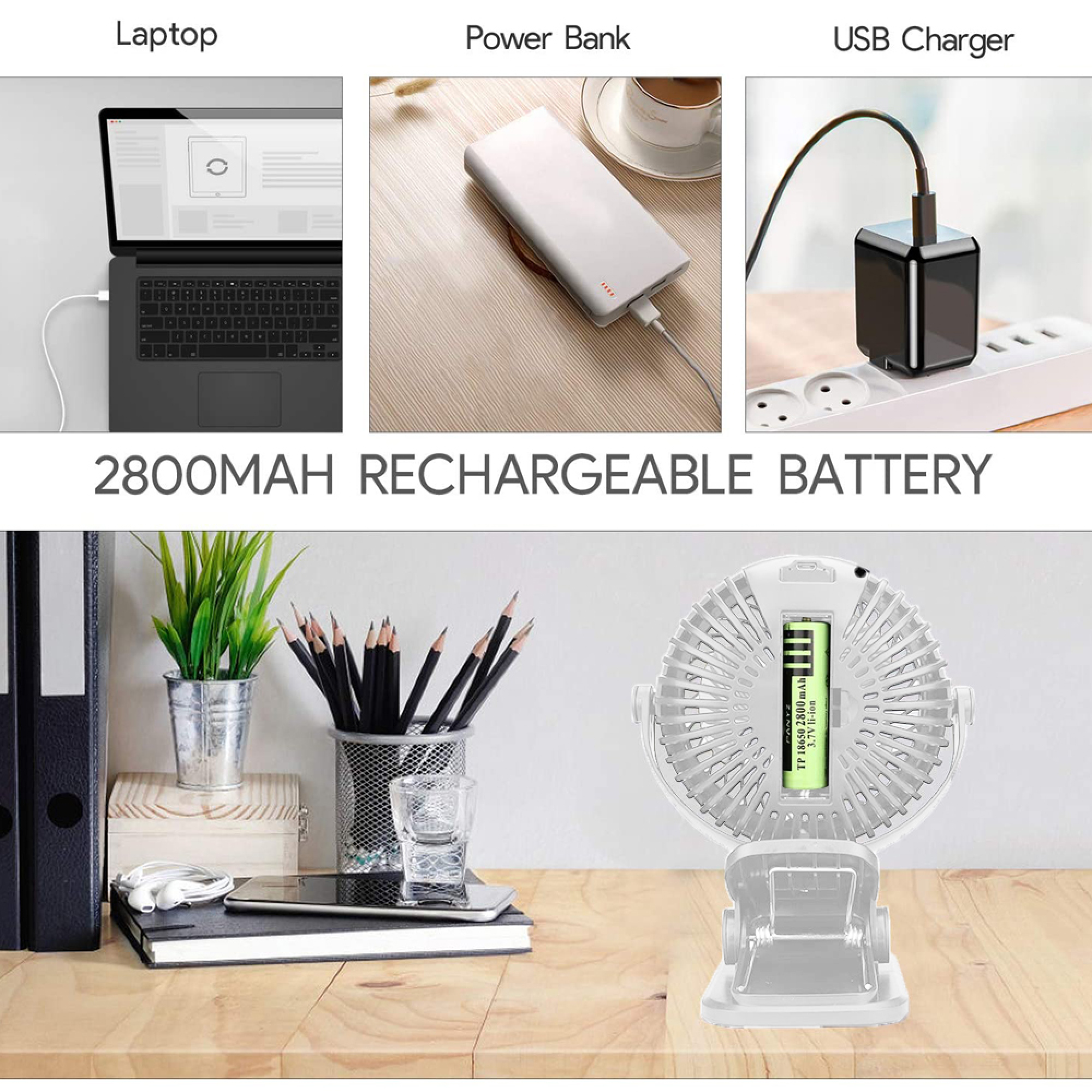 Laptop, Powerbank und USB-Ladegerät laden 2800-mAh-Akku.
