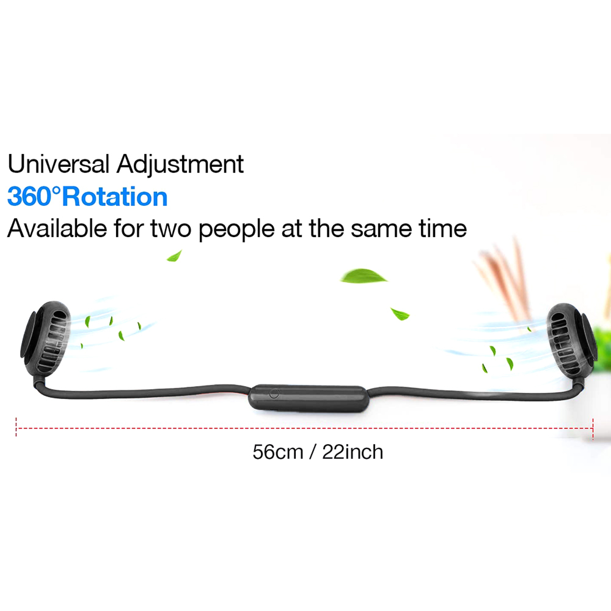 Halsventilator, 56cm lang, für zwei Personen, 360° drehbar.