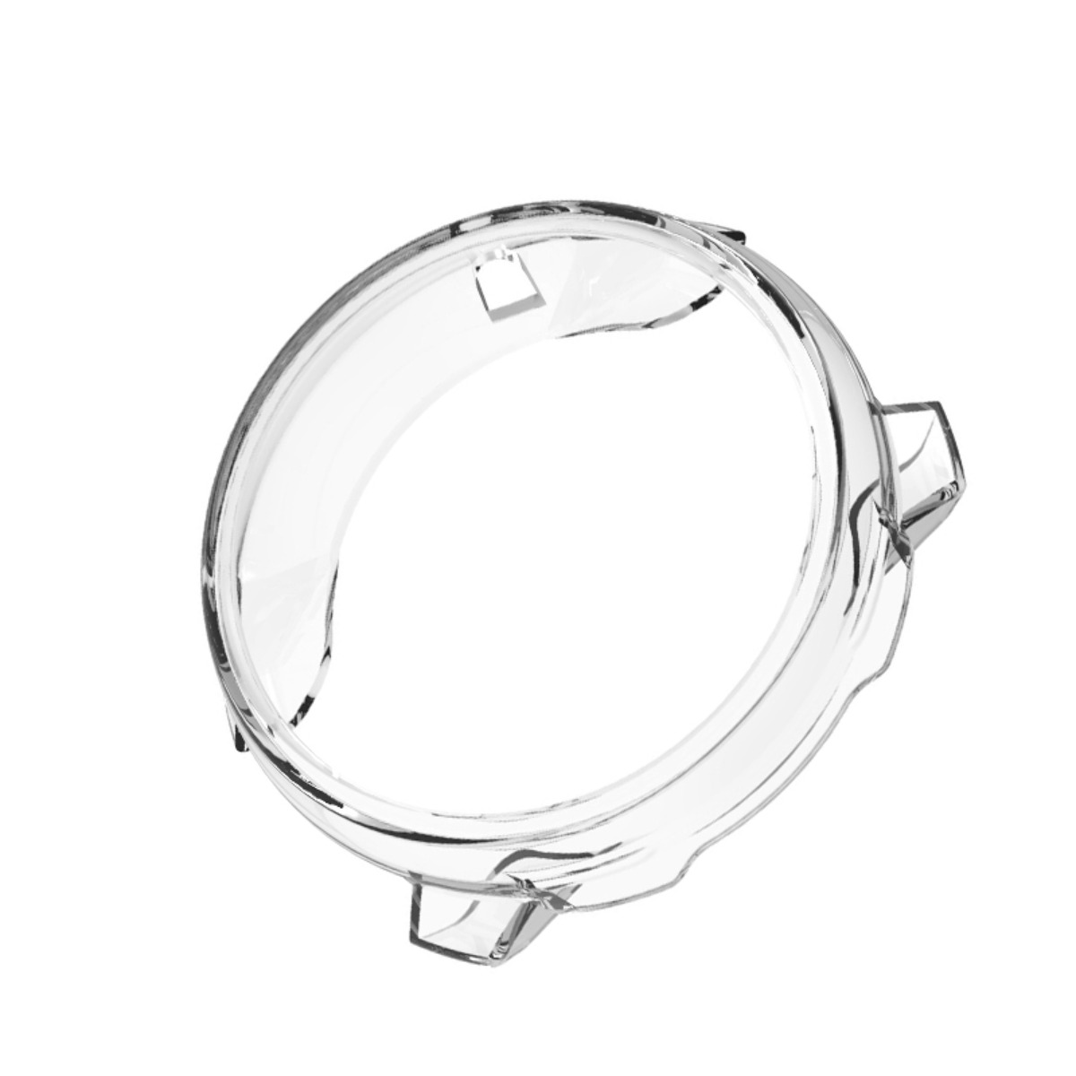 Transparenter Schutzring aus Kunststoff mit Aussparungen für Knöpfe.