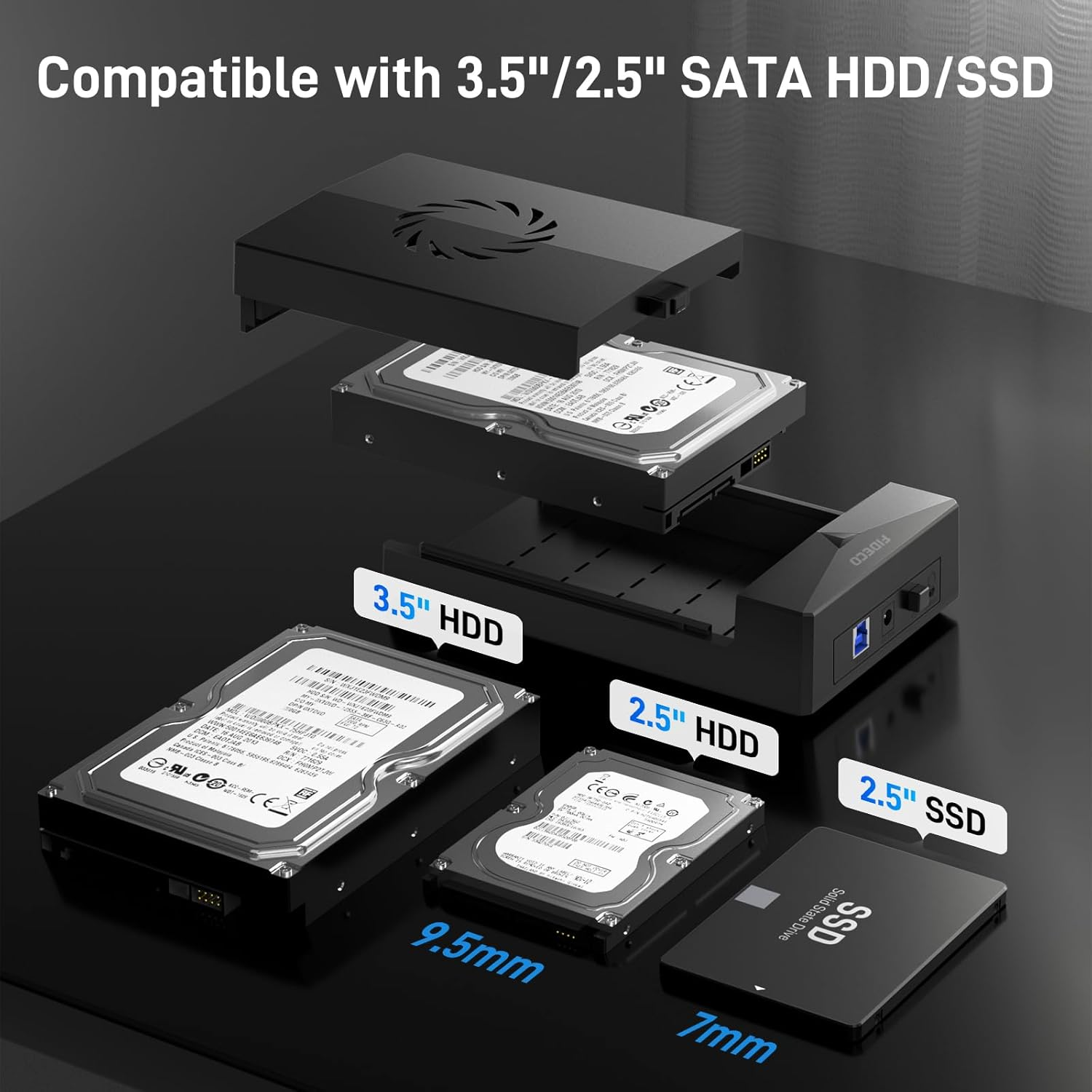 Ein Docking-Ständer für 3,5/2,5 Zoll SATA-Festplatten und SSDs.