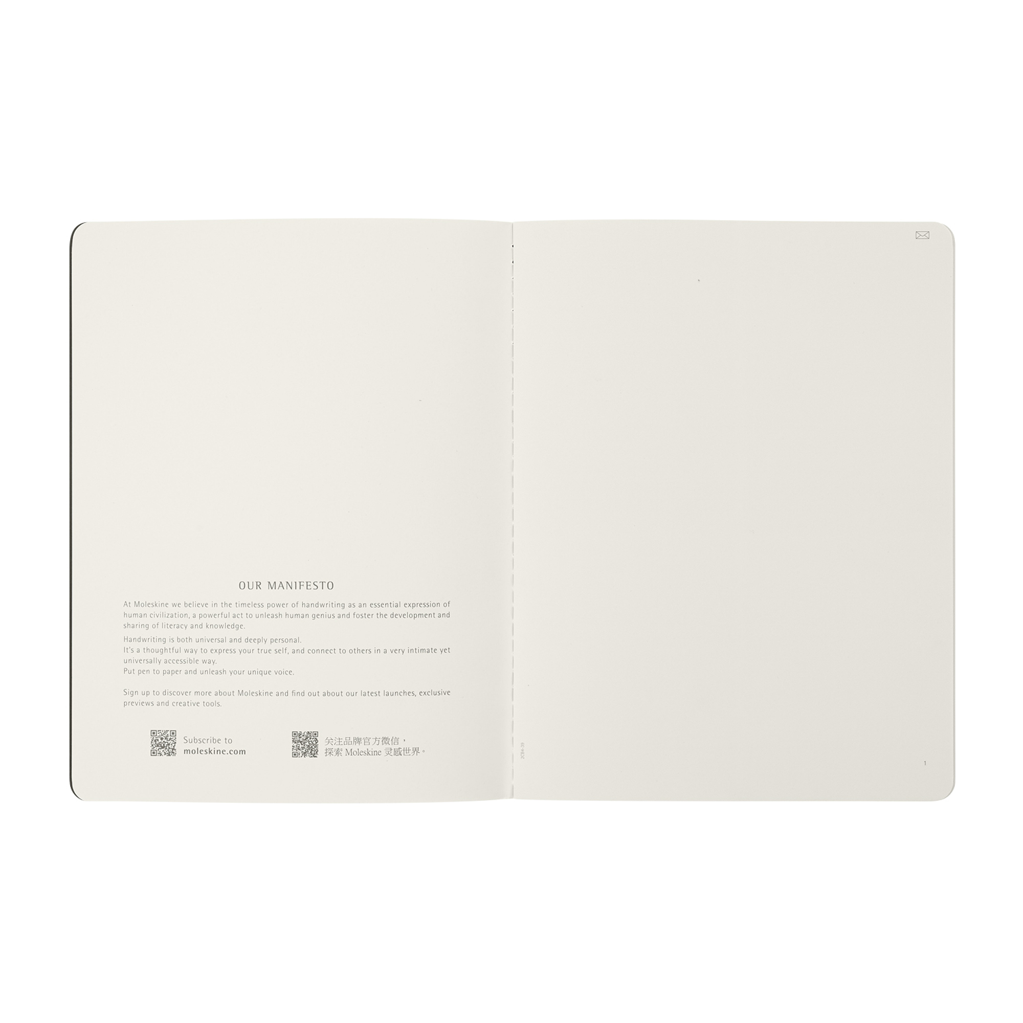 Manifesto Moleskine: Sul potere della scrittura. Con QR code per iscriversi.