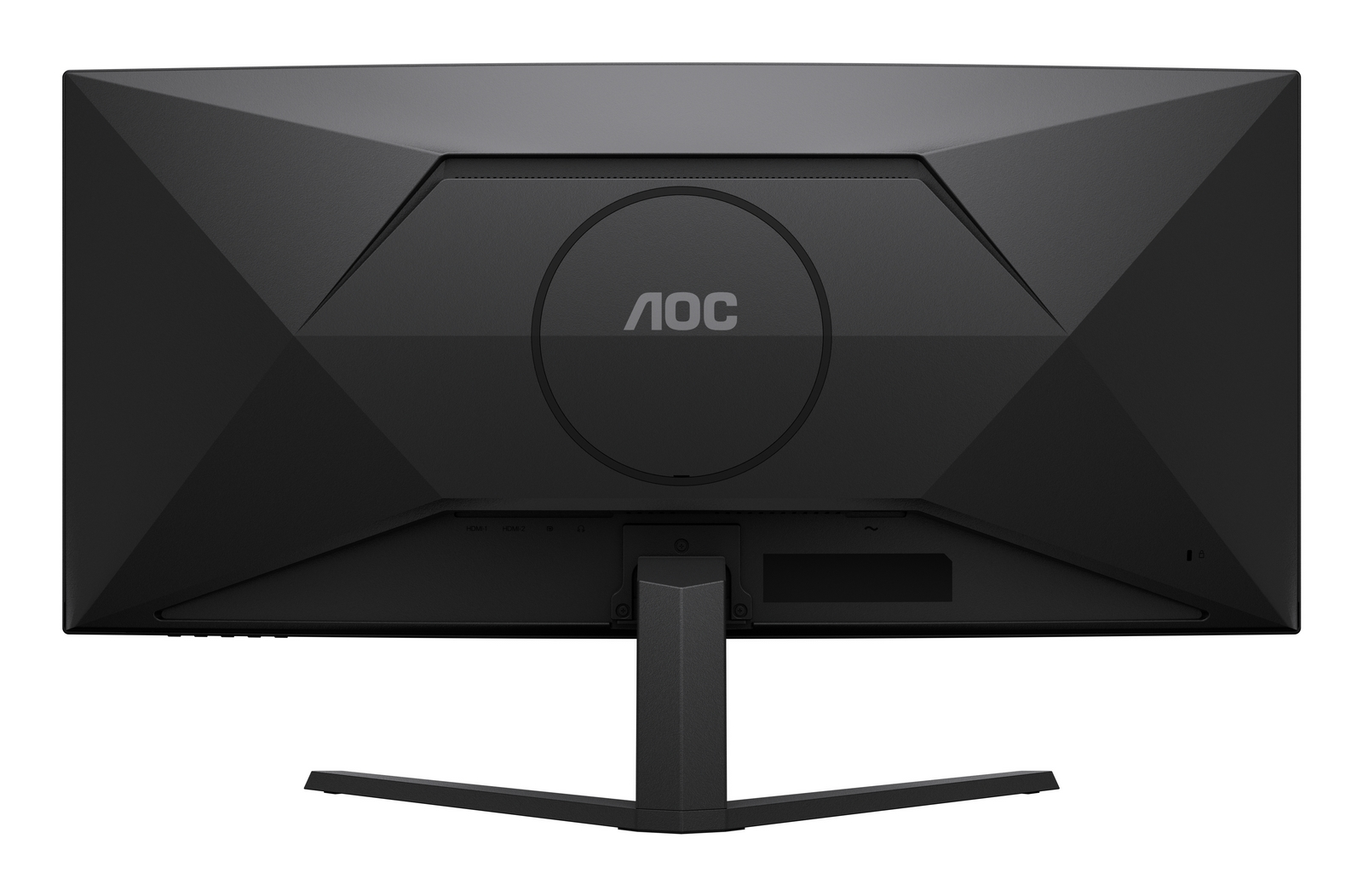Parte trasera de un monitor negro con logo AOC y puertos.