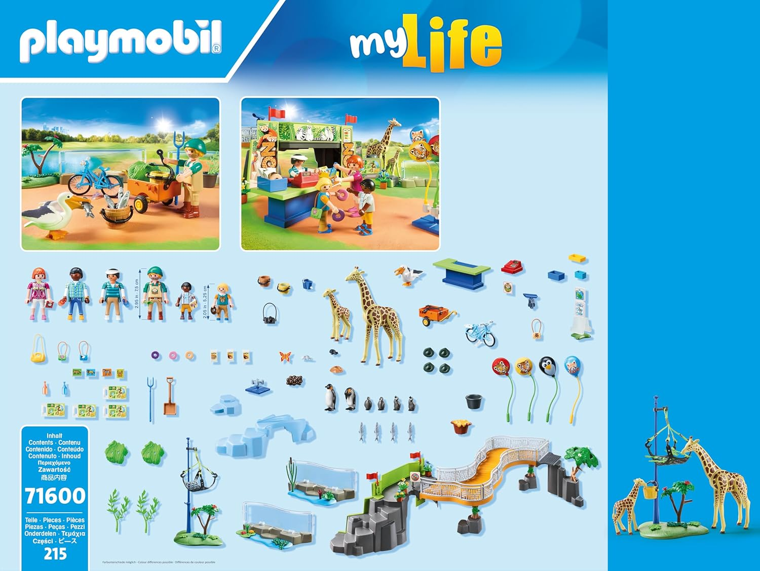 Playmobil Zoo-Set mit Giraffen, Pinguinen, Pelikan und Figuren.