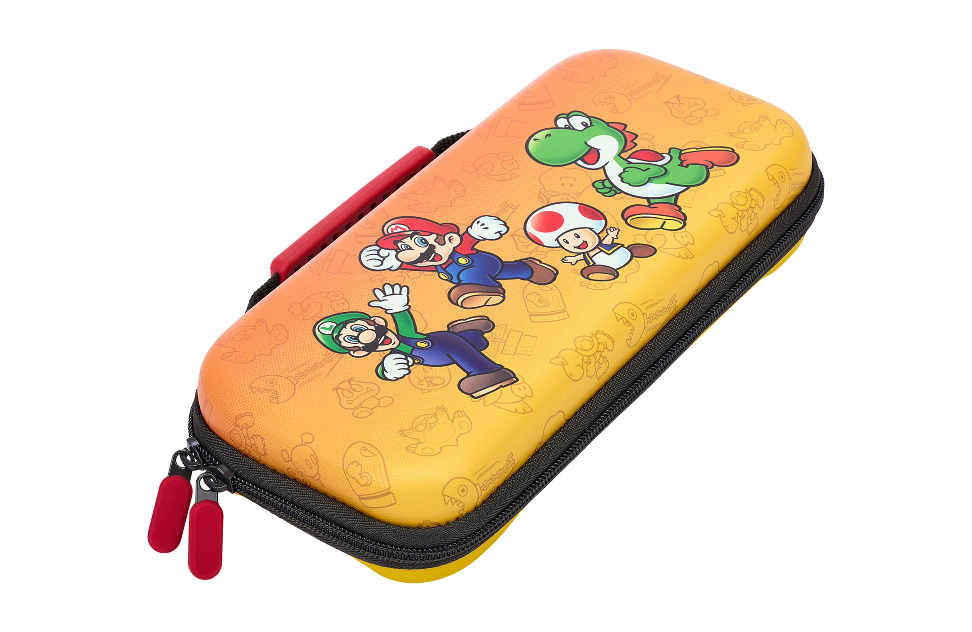 Żółte etui z Mario, Luigi, Toad i Yoshi w motywie Super Mario.