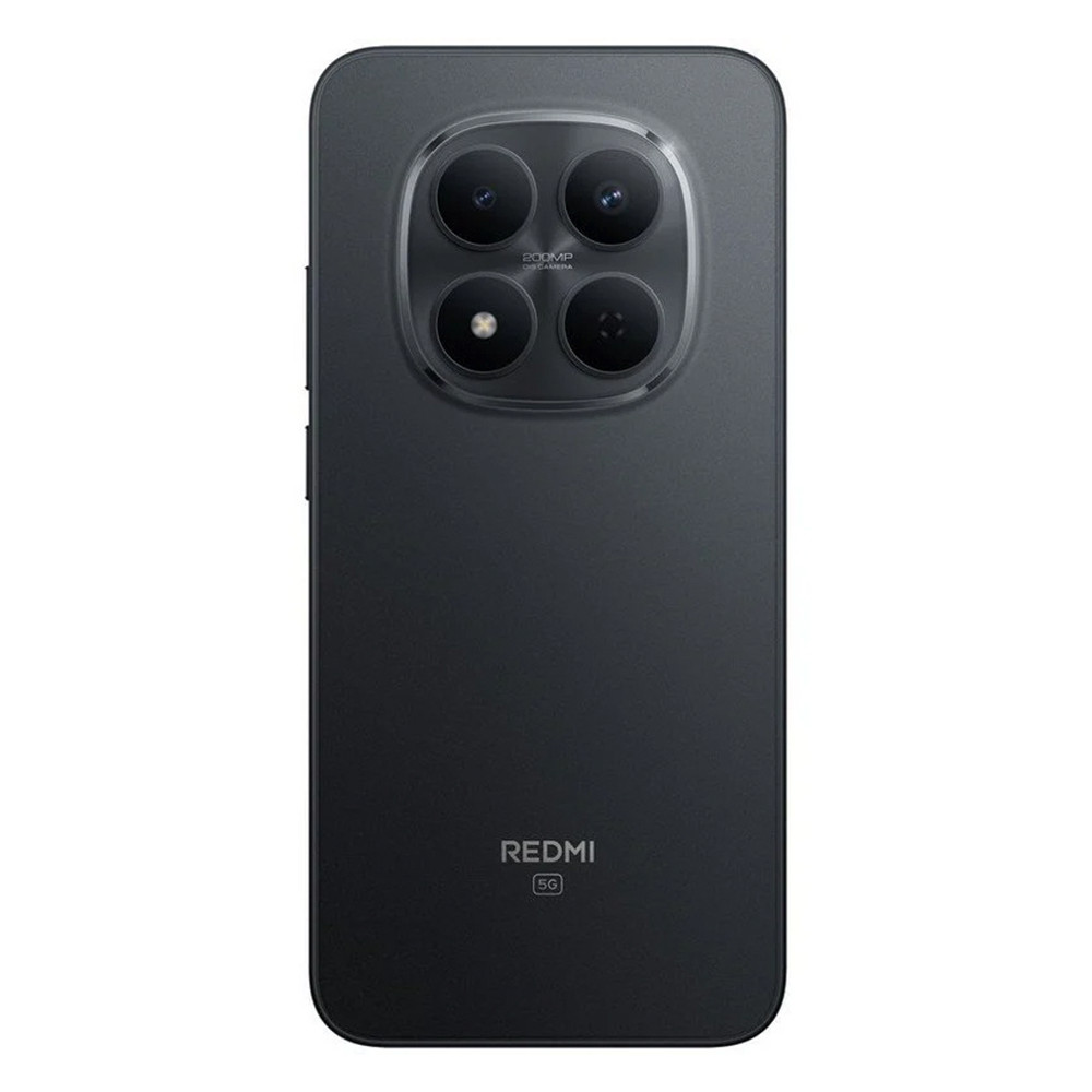 Retro di uno smartphone nero con quattro fotocamere e logo Redmi 5G.