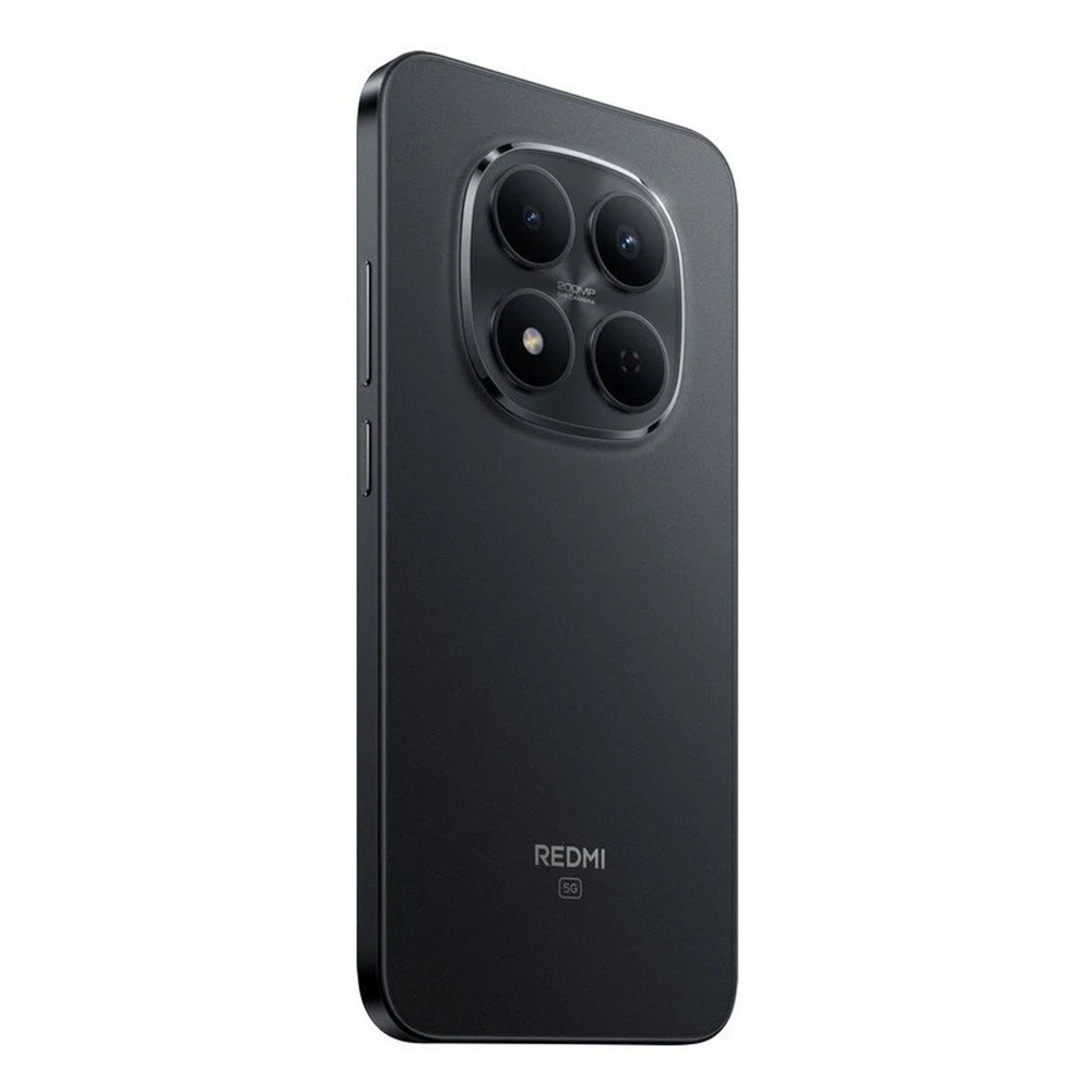 Retro di uno smartphone nero con quattro fotocamere e logo Redmi.