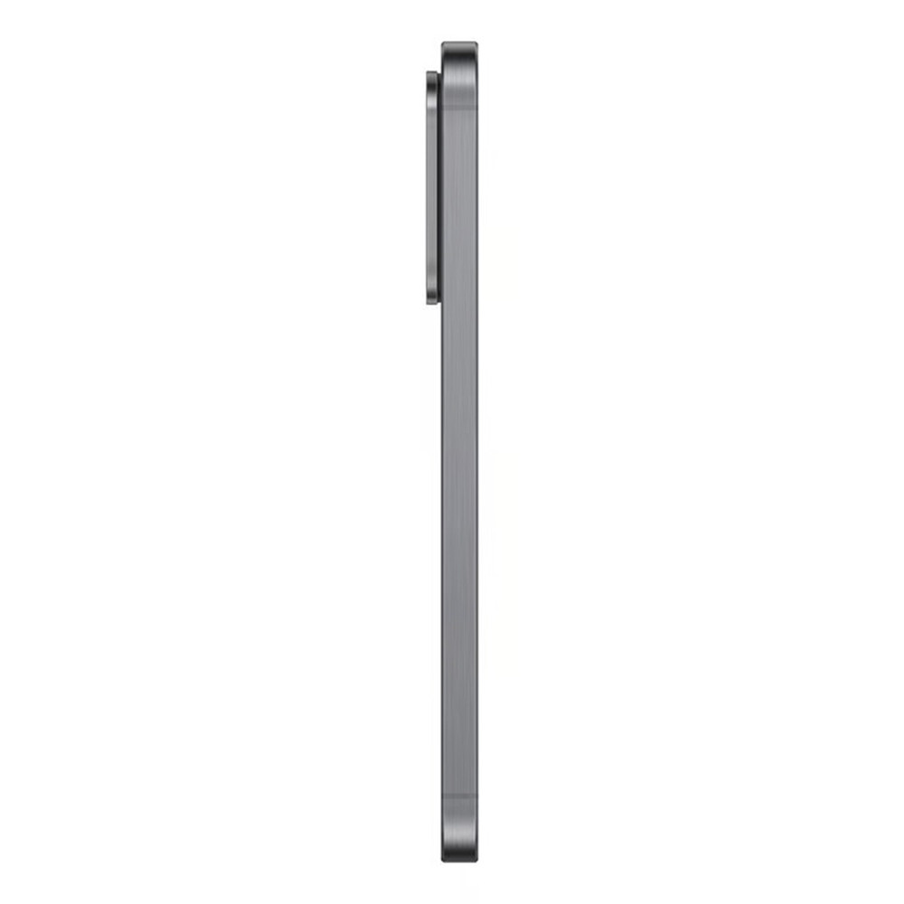 Uno smartphone grigio mostrato di profilo su sfondo bianco.