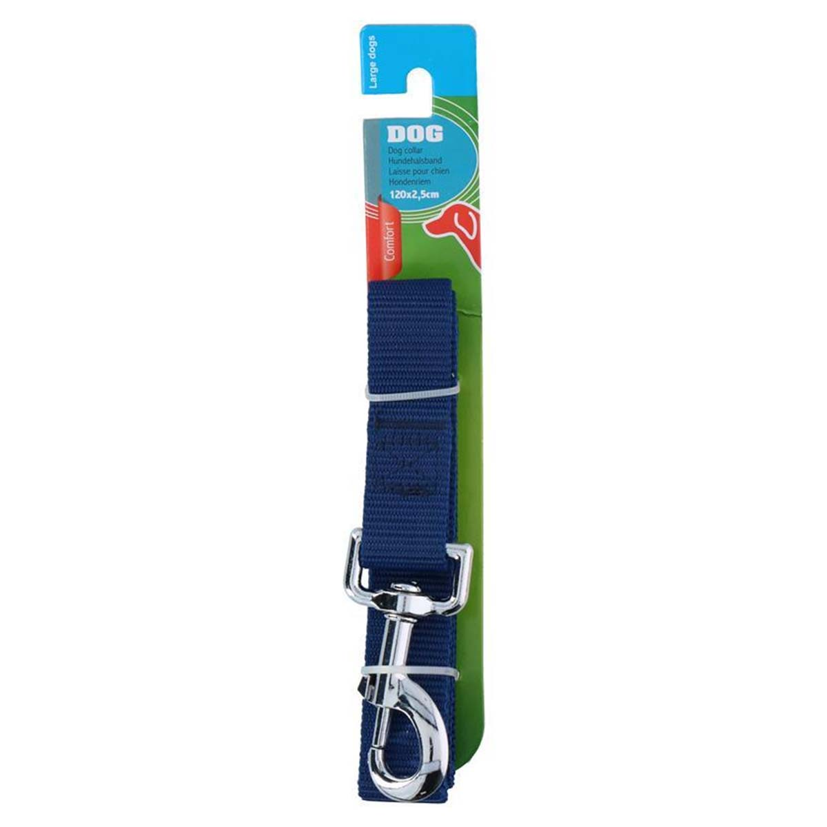 Correa azul oscuro para perros con clip plateado, para perros grandes.
