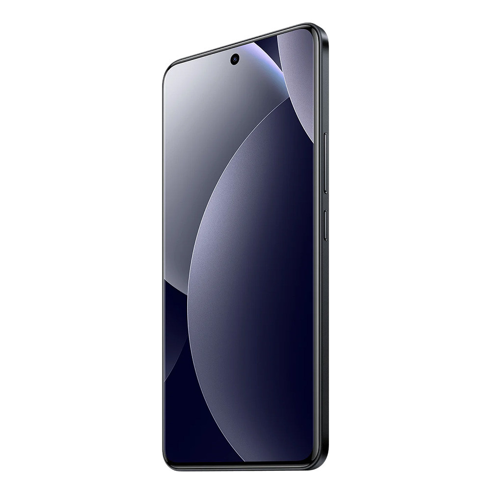 Uno smartphone nero con uno sfondo scuro, mostrato dal lato sinistro.