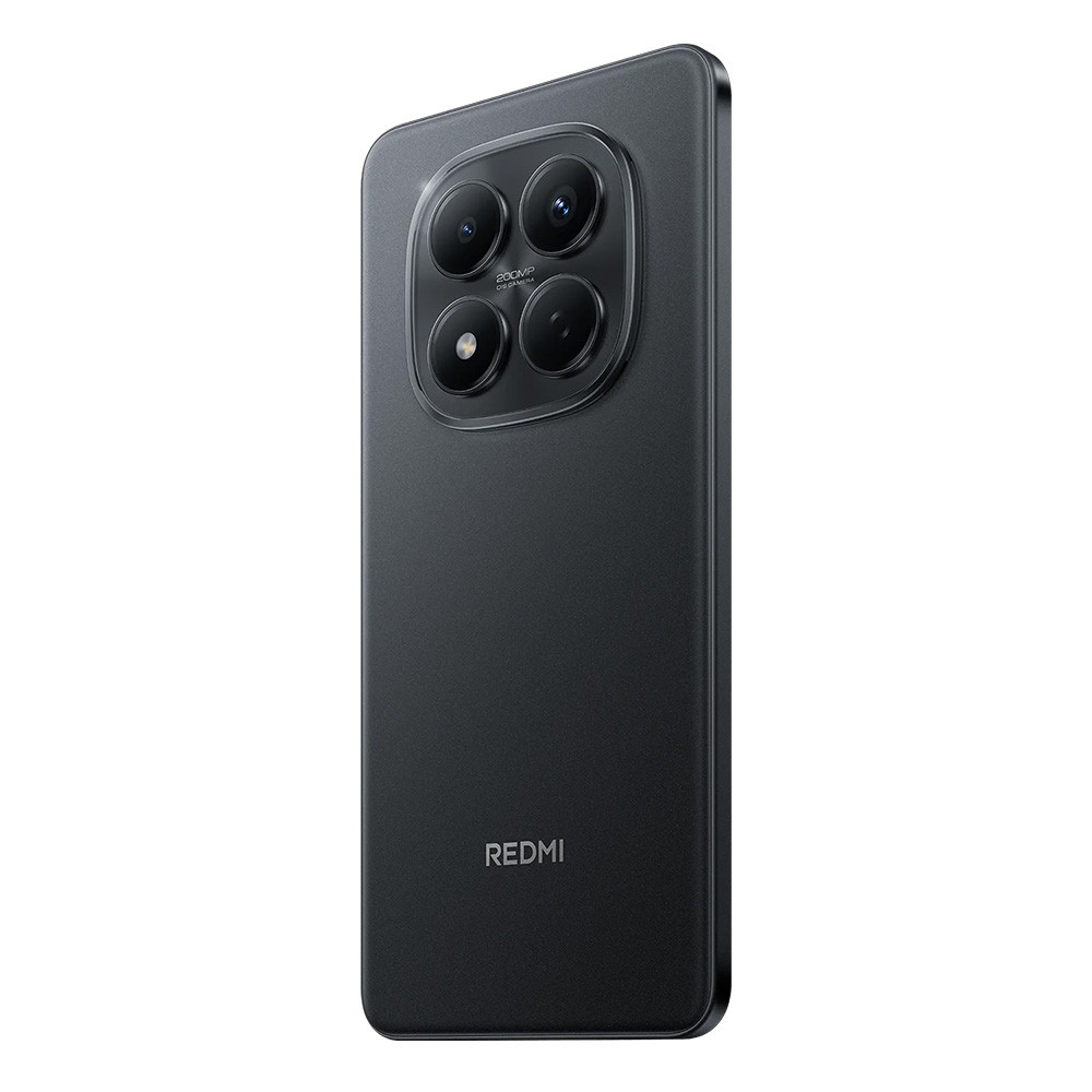 Smartphone nero con setup quad-camera e logo Redmi sul retro.