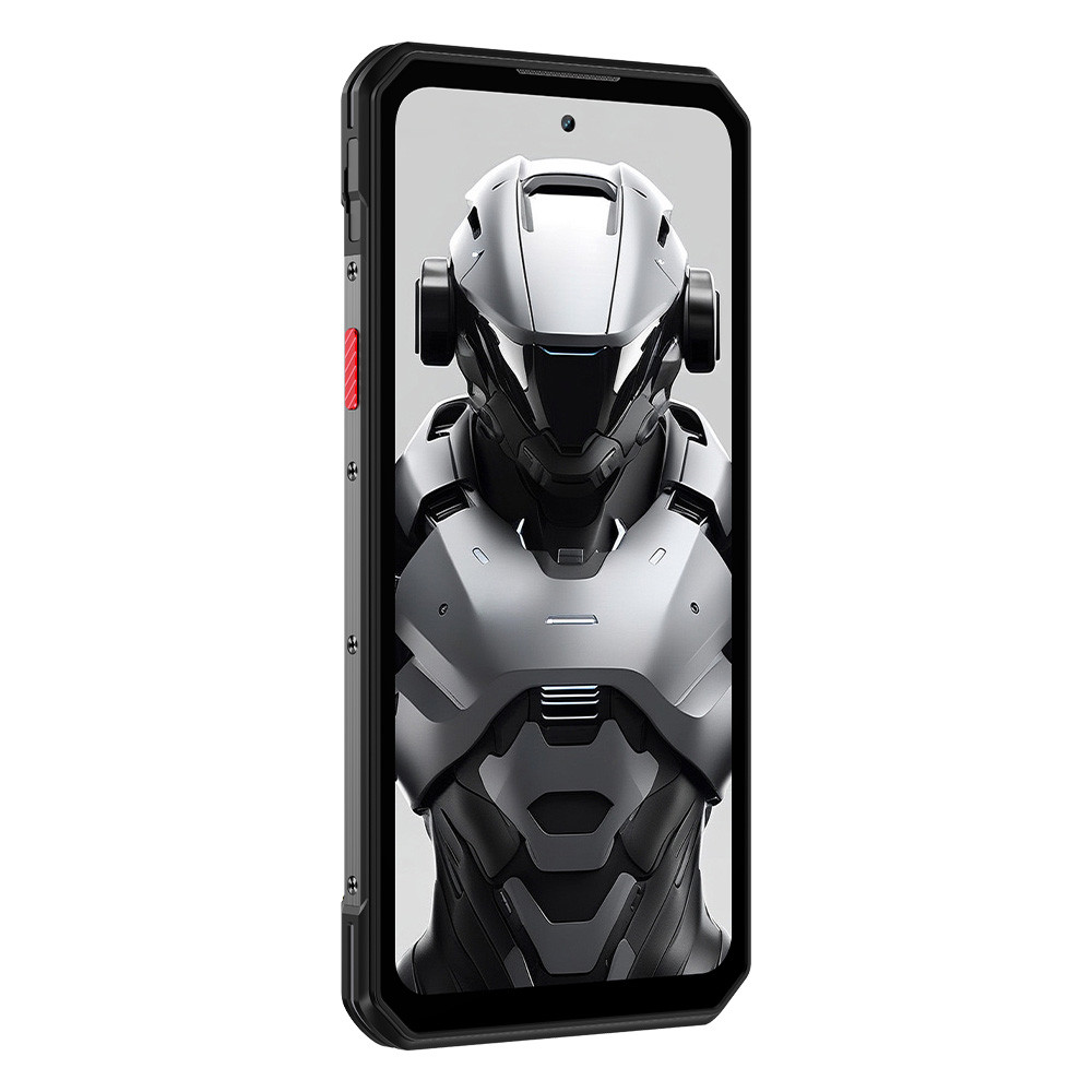 Uno smartphone con un robot futuristico sullo schermo.
