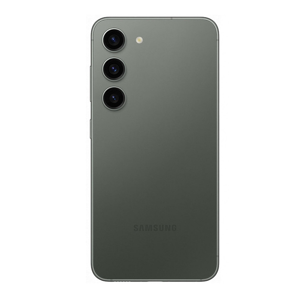 Retro di uno smartphone Samsung grigio scuro con tre obiettivi e flash.