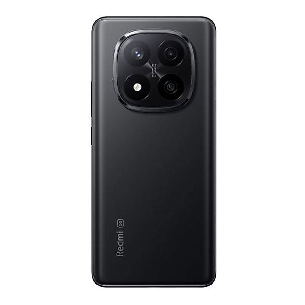 Retro di uno smartphone nero con quattro fotocamere e logo 'Redmi 5G'.