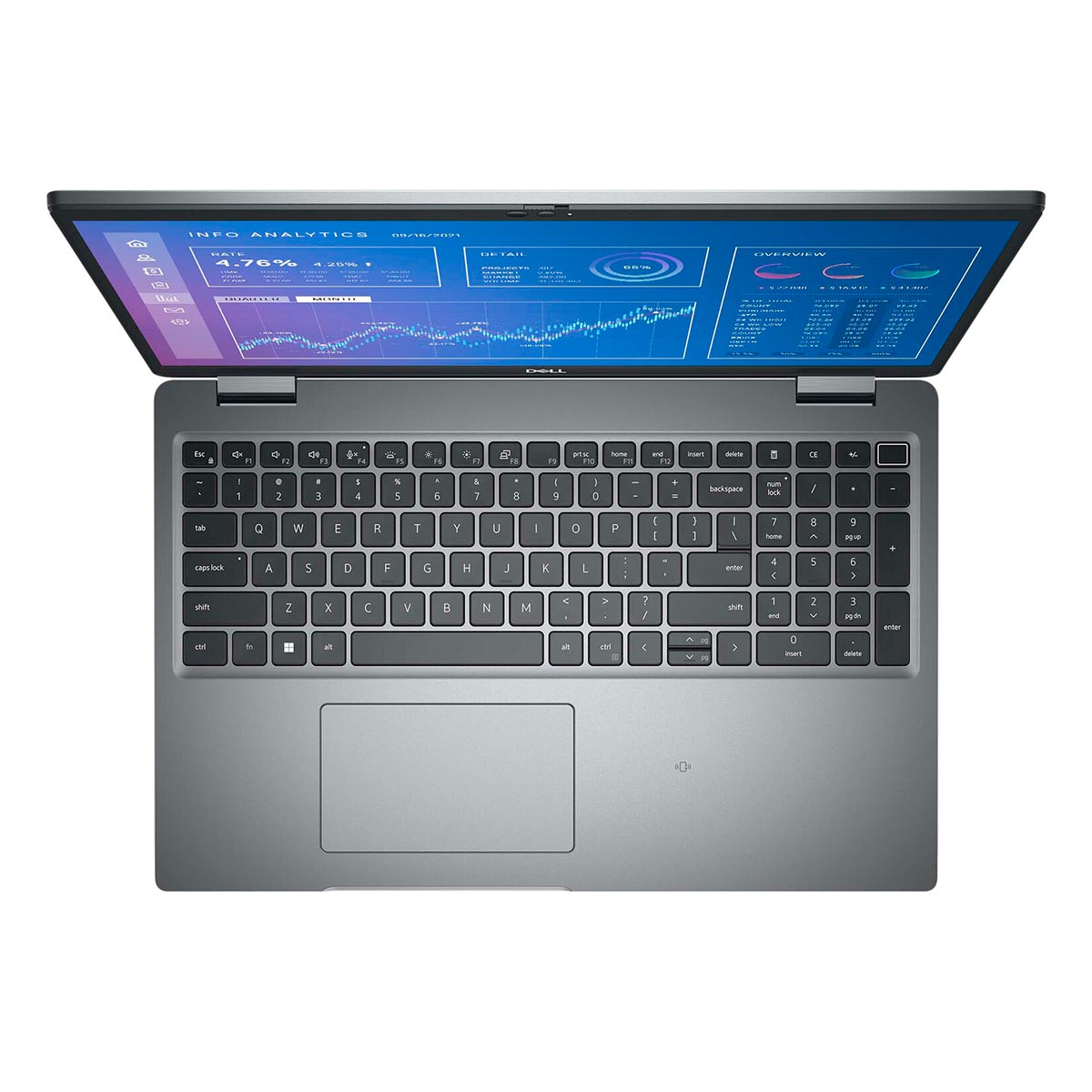 Otwarty laptop wyświetlający dane analityczne na ekranie.